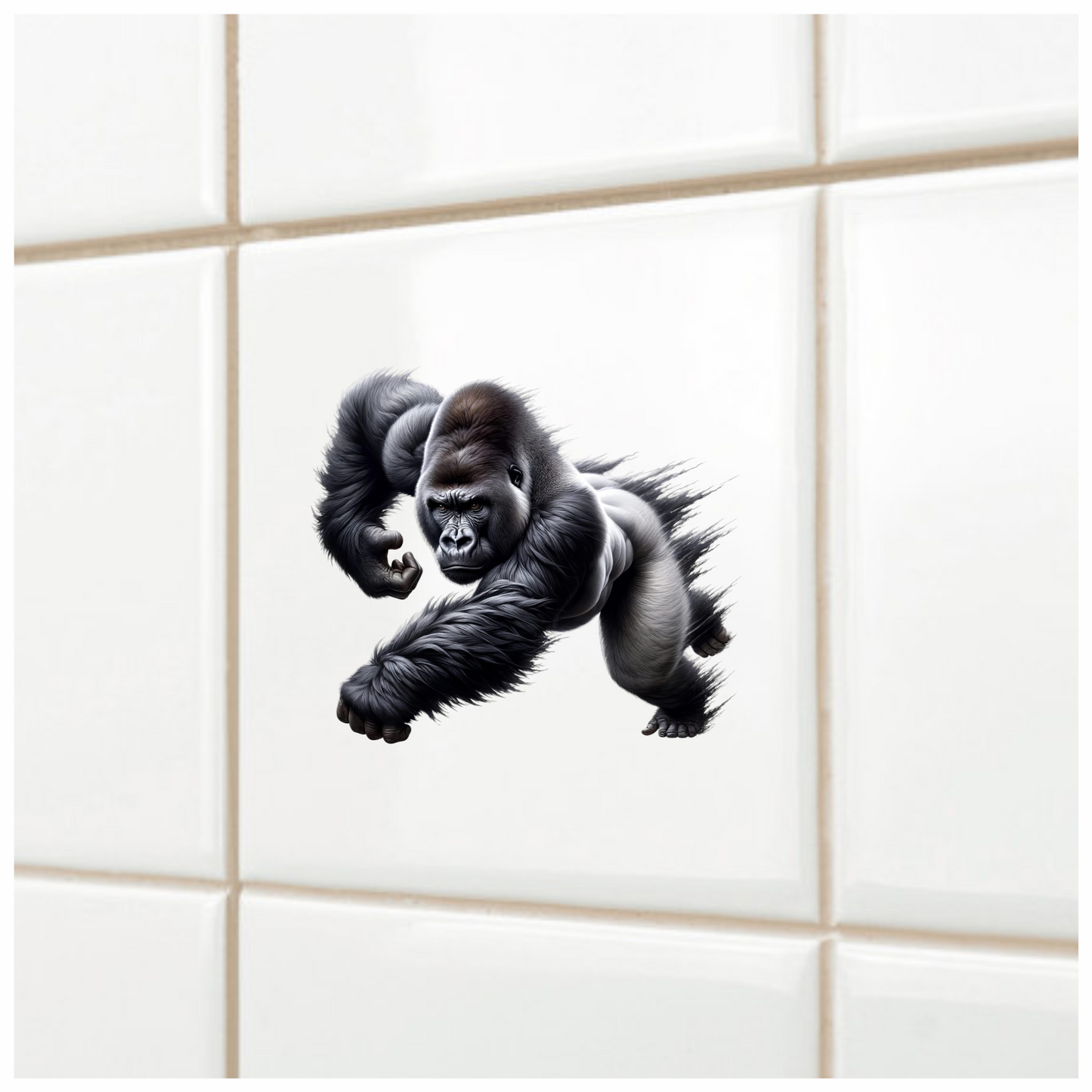 Gorilla Black Strong Muscular Running Action Vinyl Sticker Decal