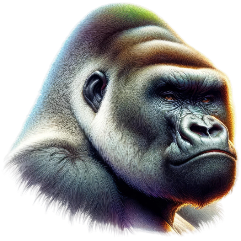 Gorilla Black Fur Intense Eyes Side Vinyl Sticker Decal