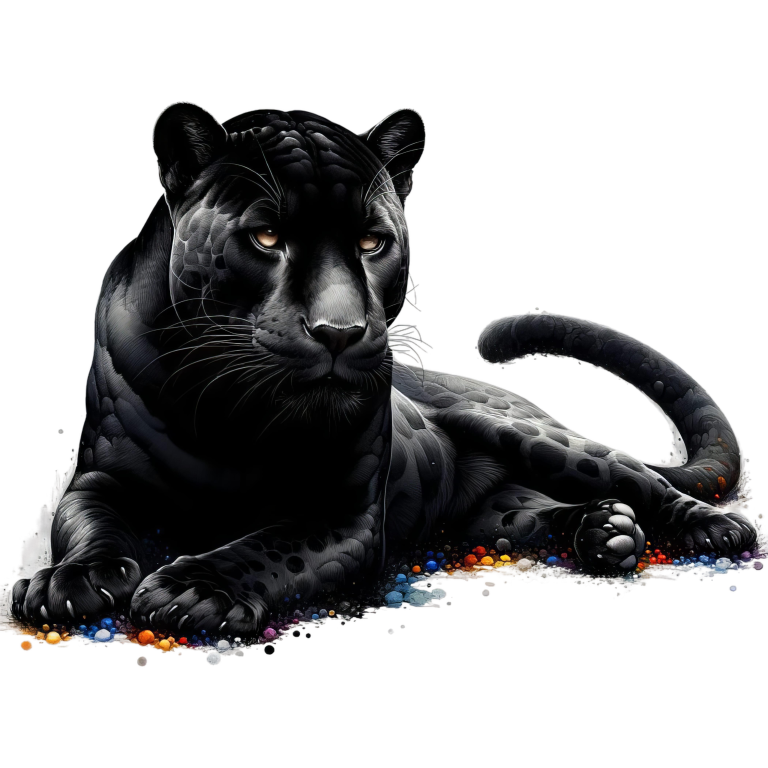 Black Panther Lying Colorful Spots Vinyl Sticker Decal