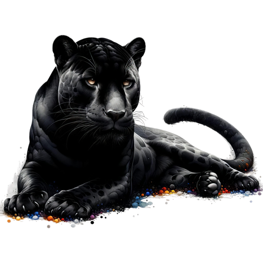 Black Panther Lying Colorful Spots Vinyl Sticker Decal