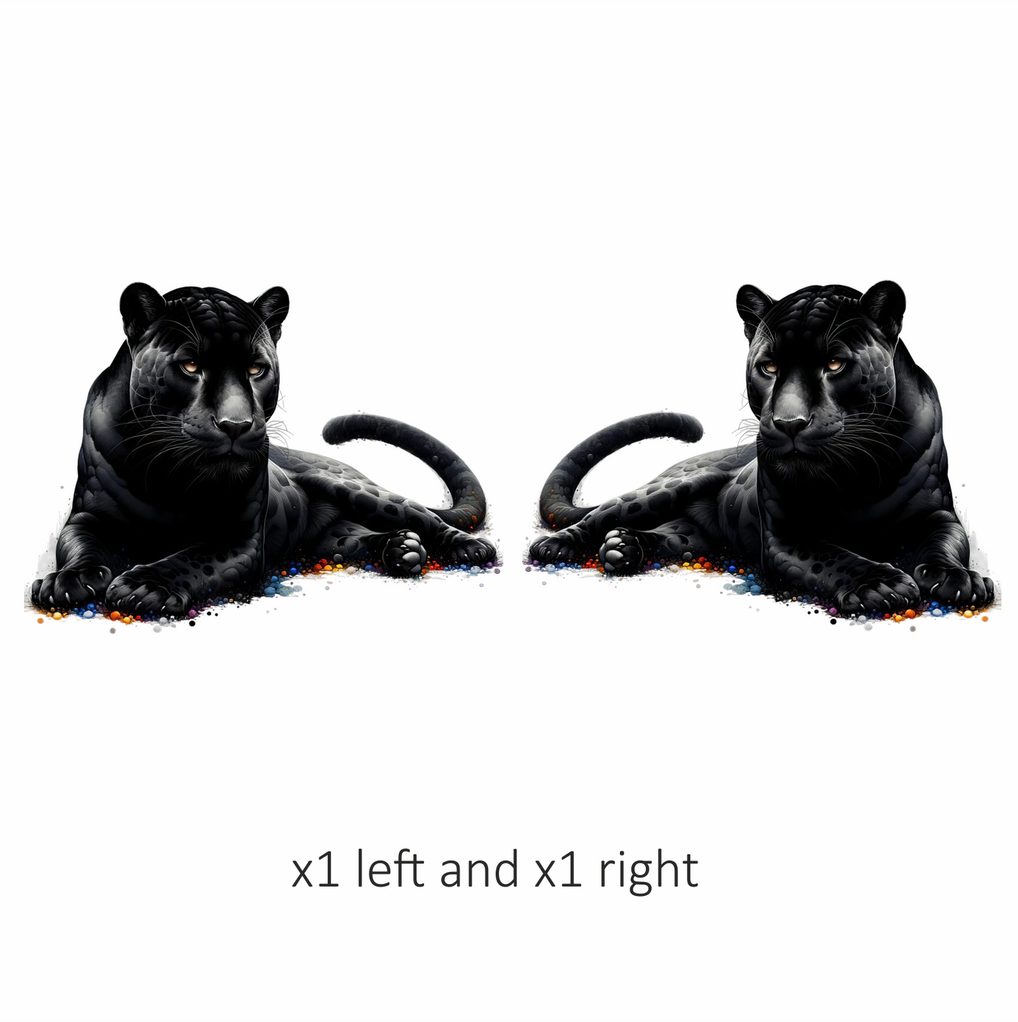 Black Panther Lying Colorful Spots Vinyl Sticker Decal