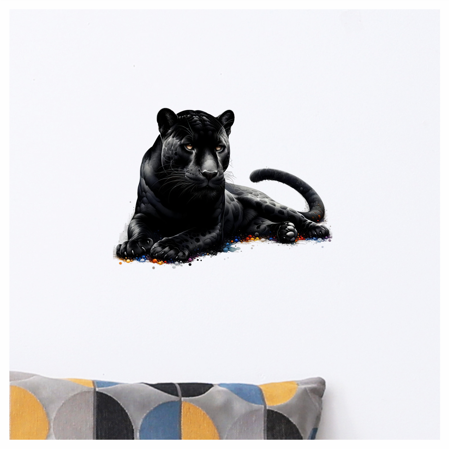 Black Panther Lying Colorful Spots Vinyl Sticker Decal