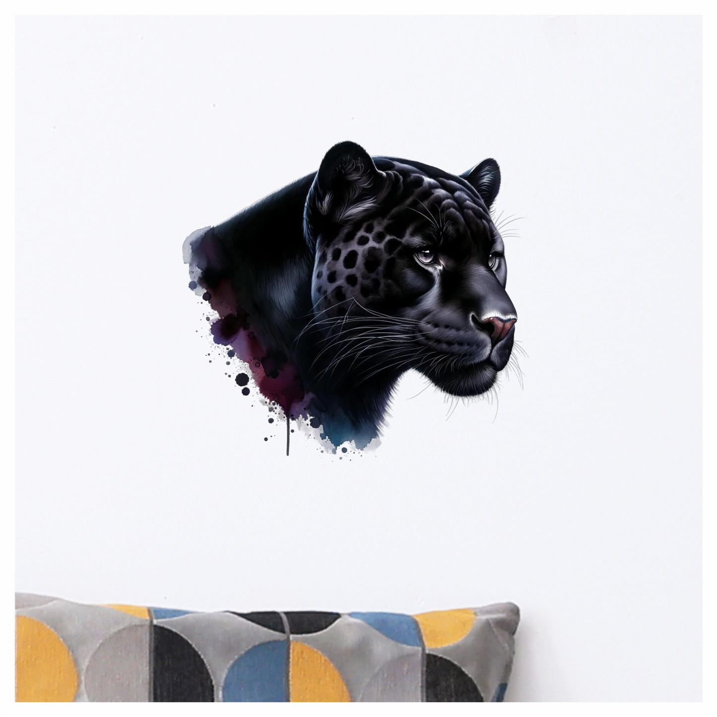Jaguar Black Animal Watercolor Art Vinyl Sticker Decal
