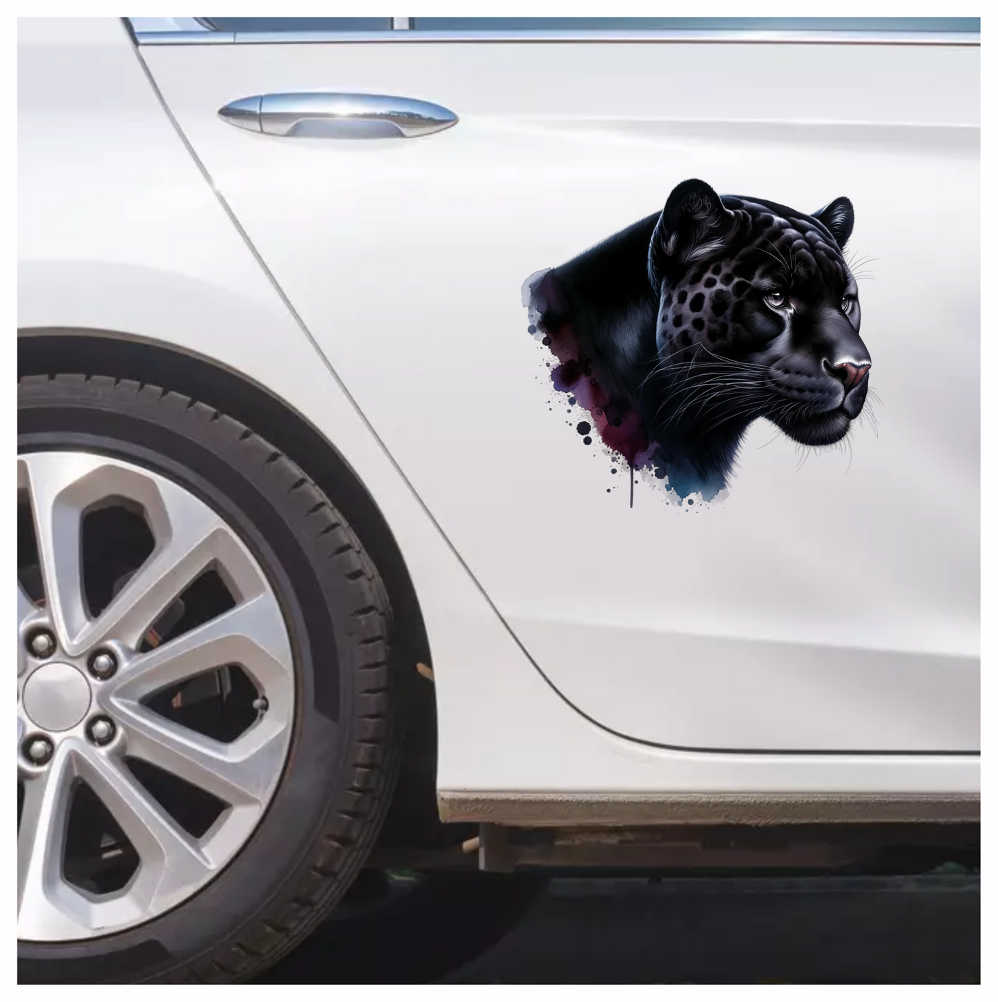 Jaguar Black Animal Watercolor Art Vinyl Sticker Decal