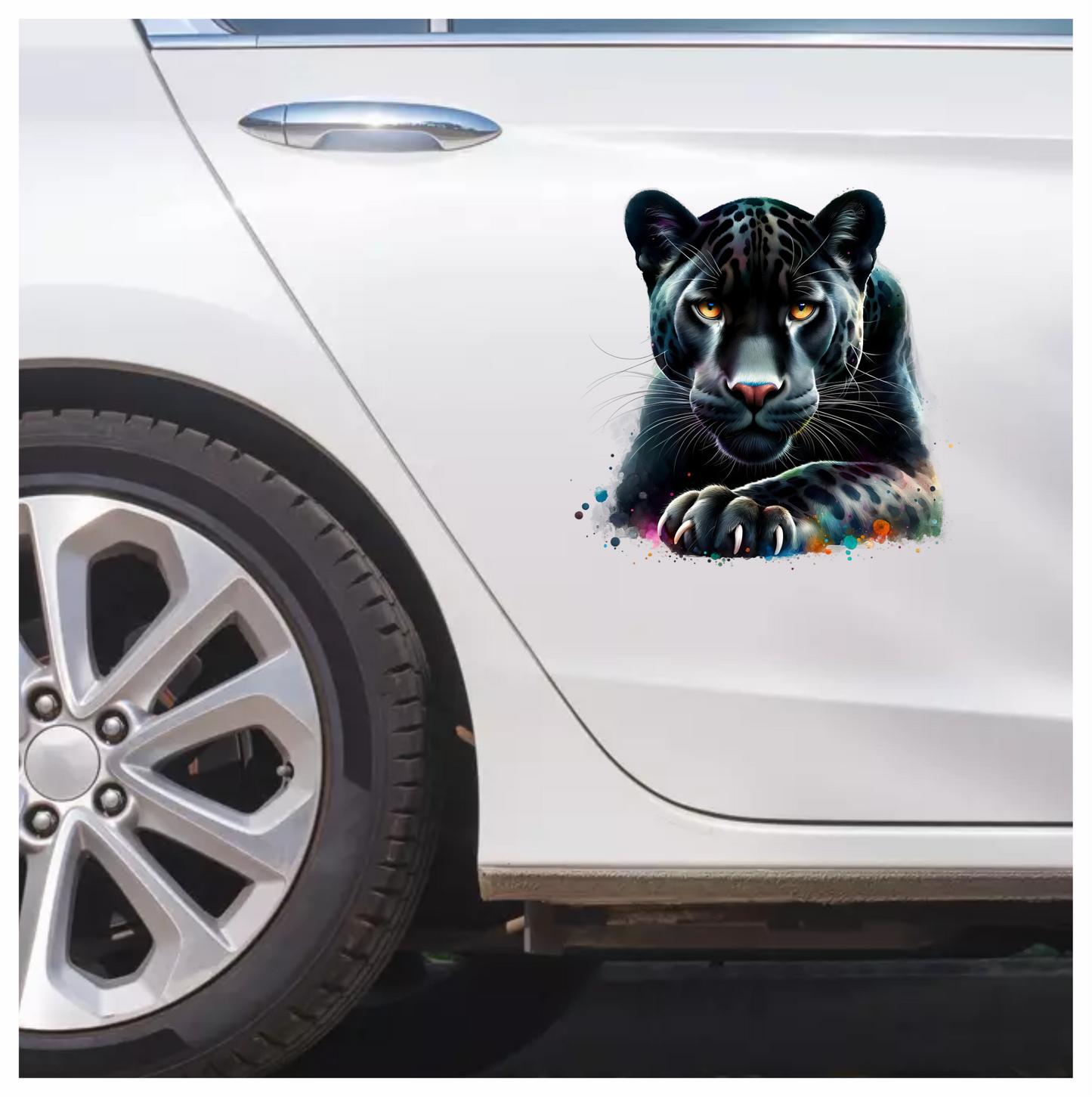 Jaguar Black Animal Fierce Yellow Color Vinyl Sticker Decal