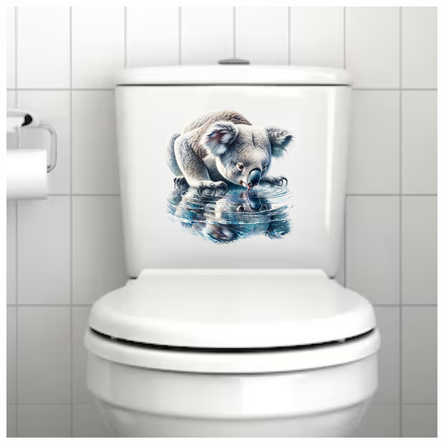 Grey Koala Drinking Water Reflection Vinyl Sticker Decal