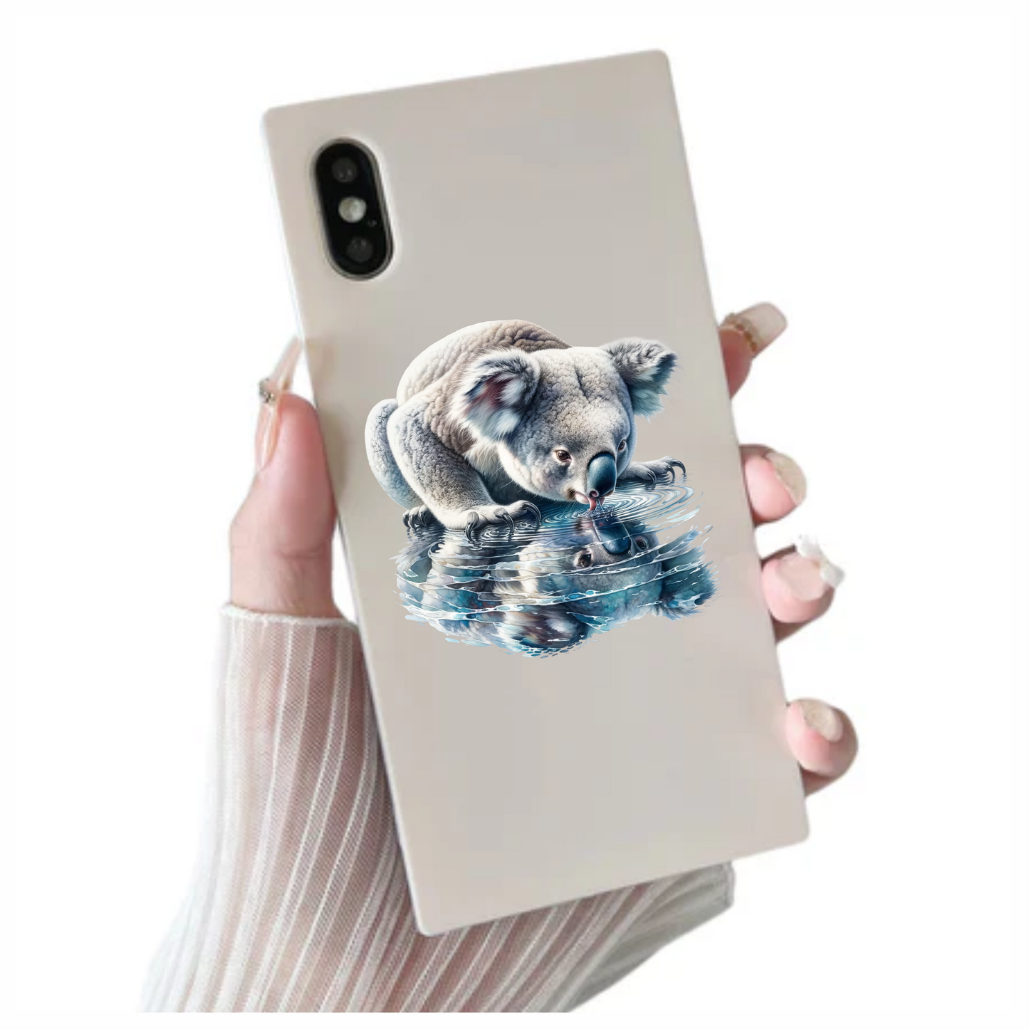 Grey Koala Drinking Water Reflection Vinyl Sticker Decal