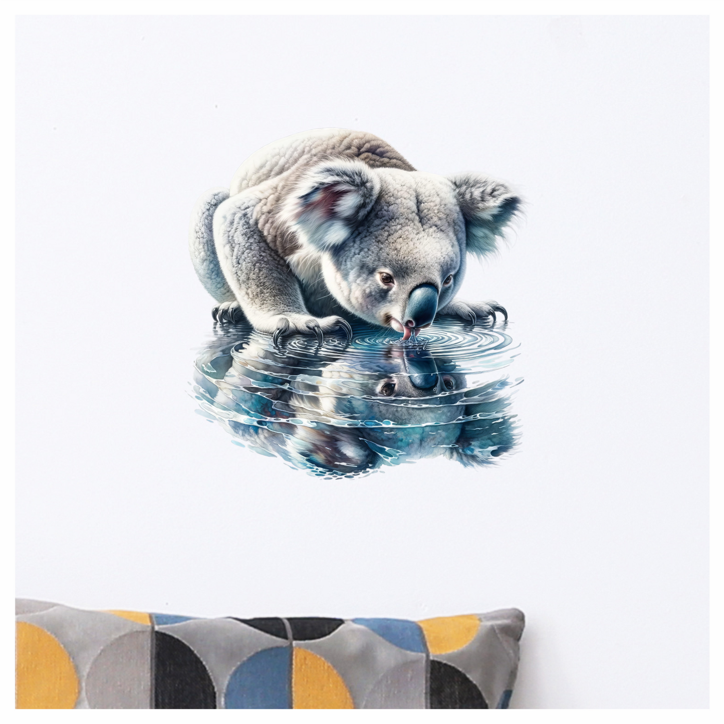 Grey Koala Drinking Water Reflection Vinyl Sticker Decal