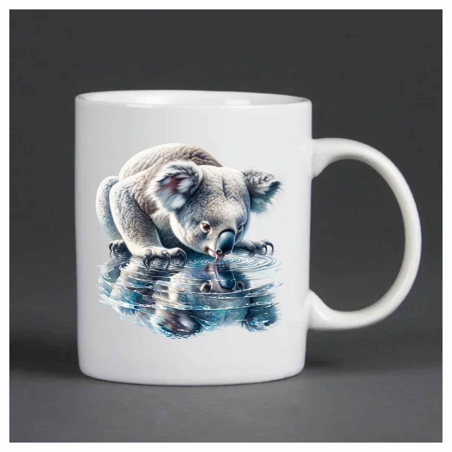 Grey Koala Drinking Water Reflection Vinyl Sticker Decal