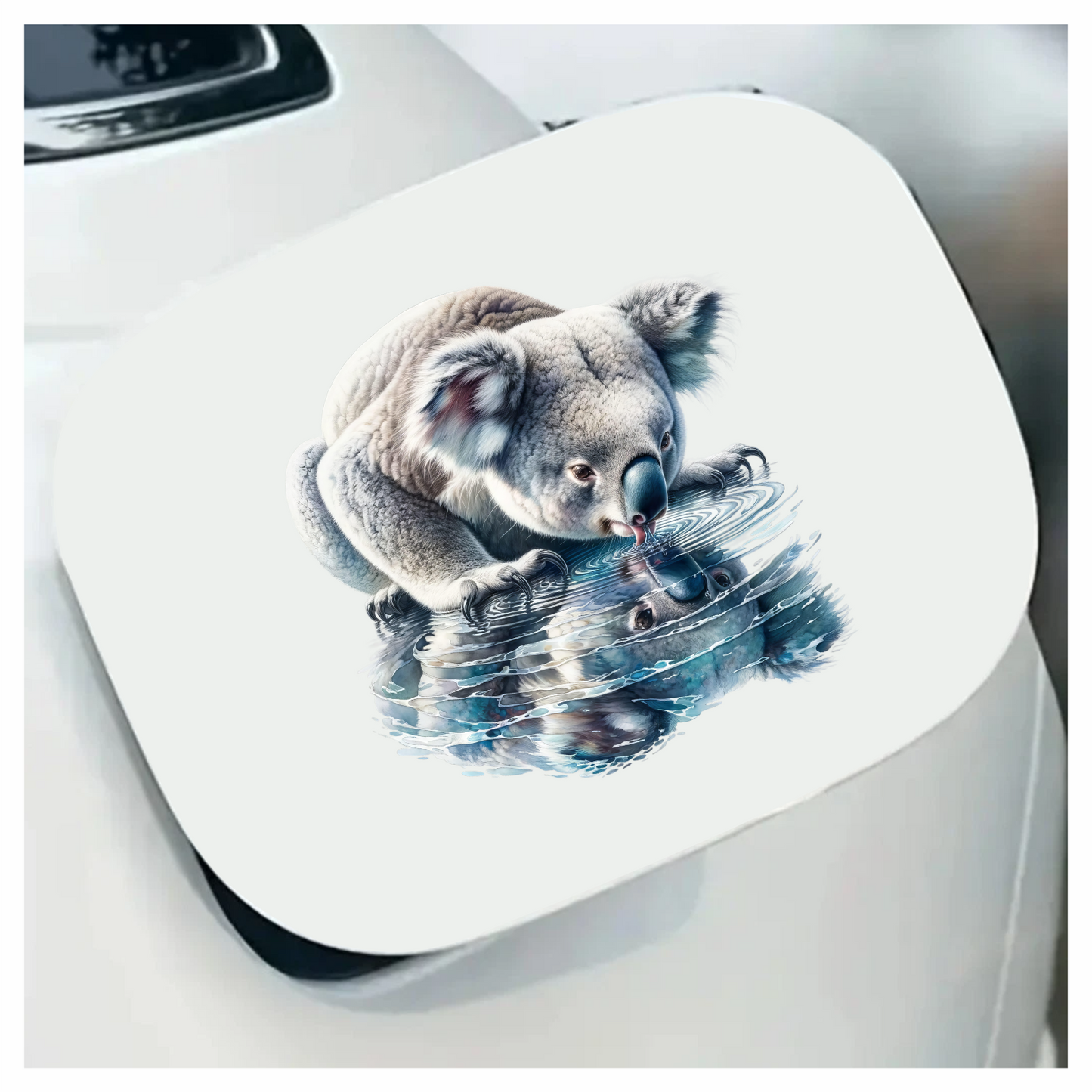 Grey Koala Drinking Water Reflection Vinyl Sticker Decal