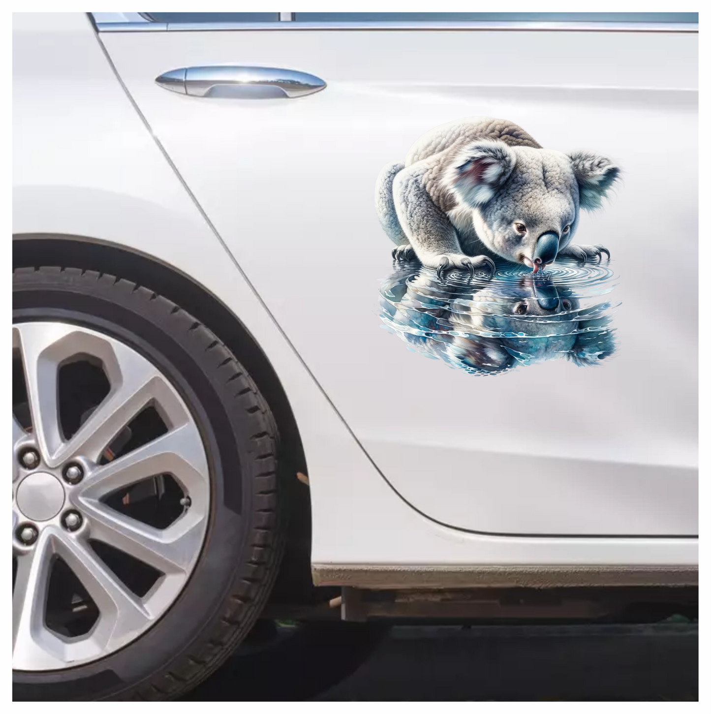Grey Koala Drinking Water Reflection Vinyl Sticker Decal