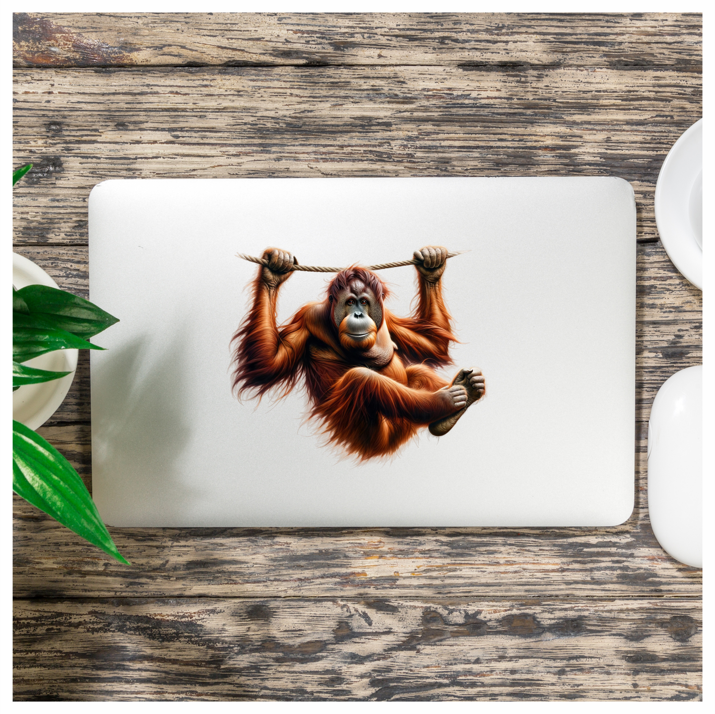 Orangutan Hanging Brown Fur Vinyl Sticker Decal