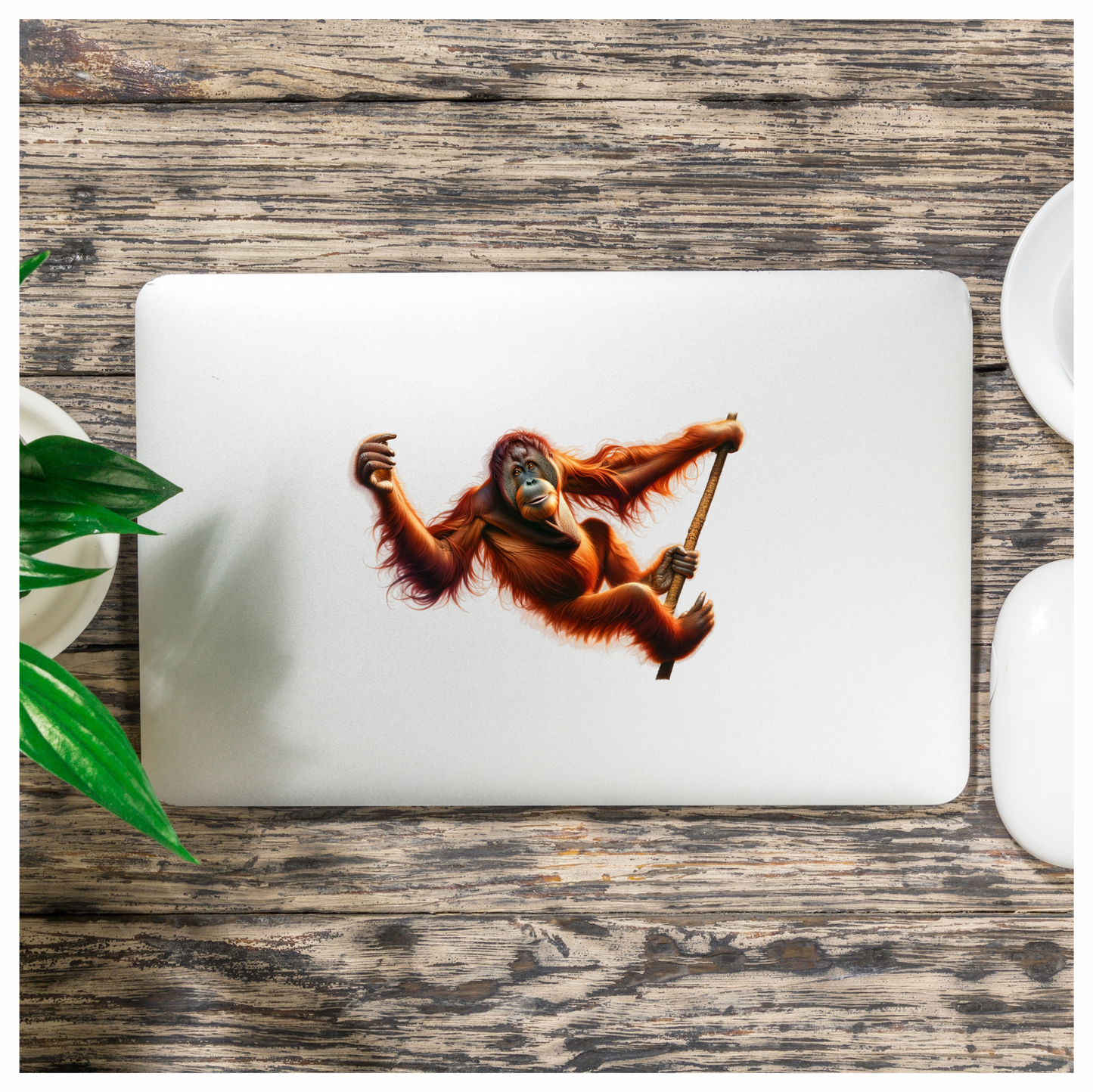 Orangutan Red Hanging Branch Vinyl Sticker Decal