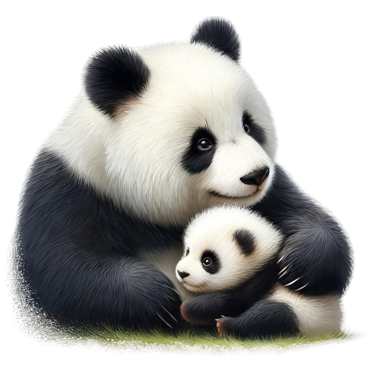 Panda Black White Mother Baby Vinyl Sticker Decal