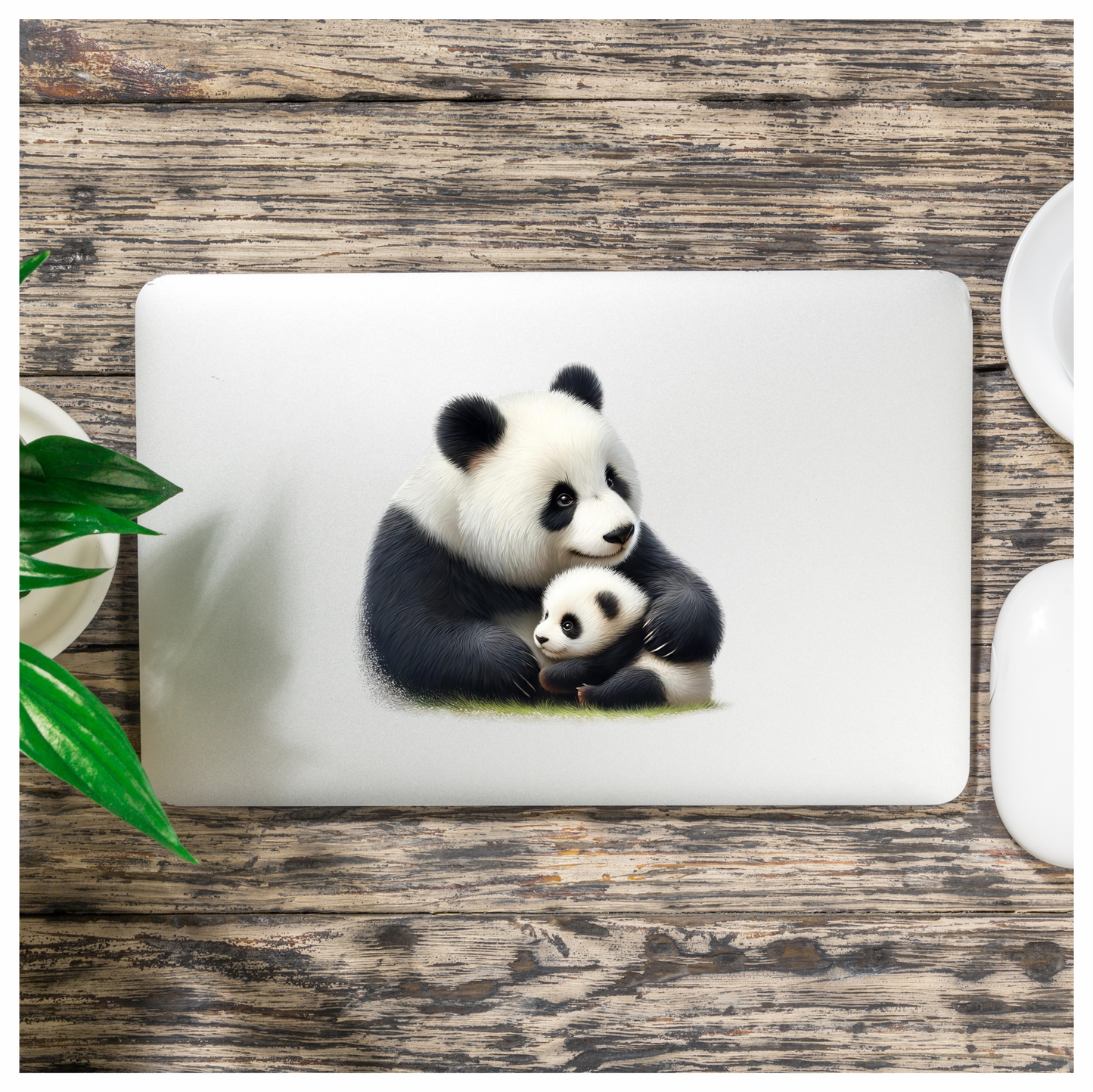 Panda Black White Mother Baby Vinyl Sticker Decal
