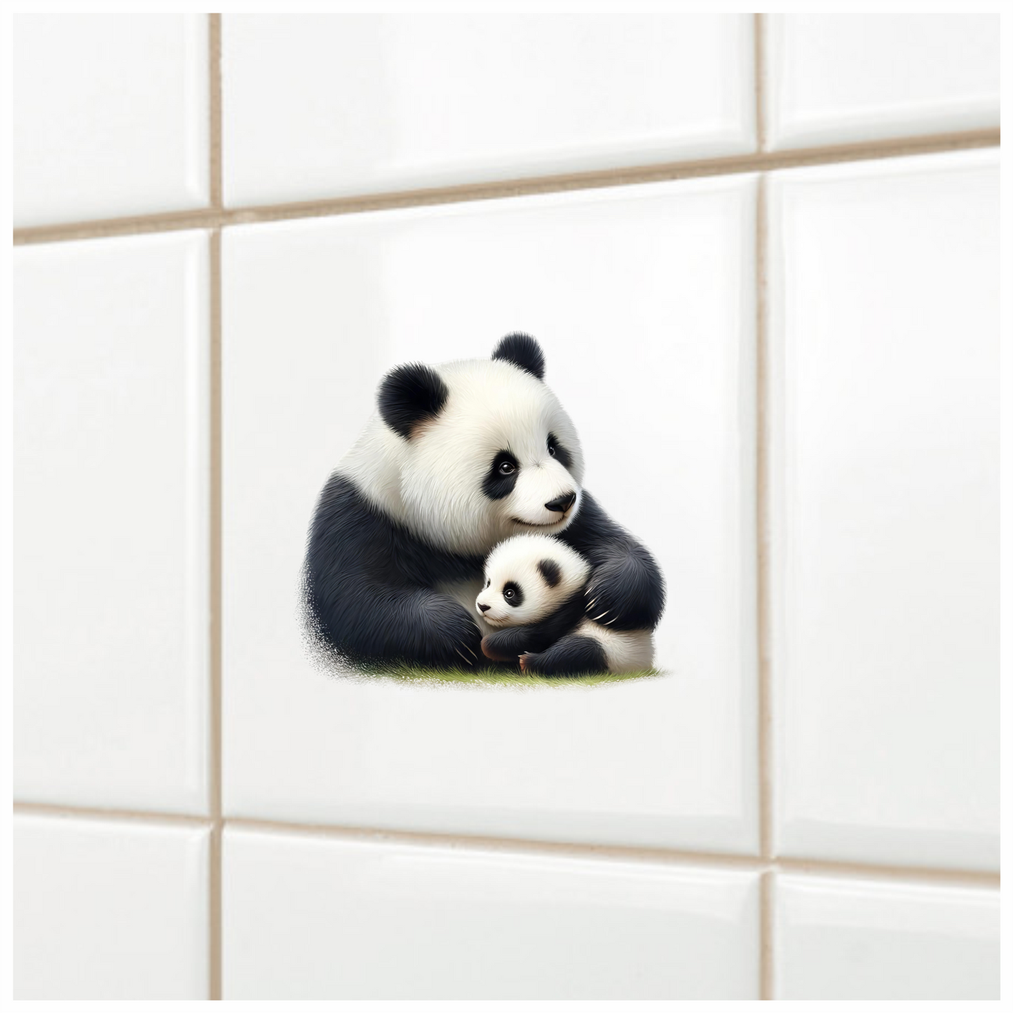 Panda Black White Mother Baby Vinyl Sticker Decal