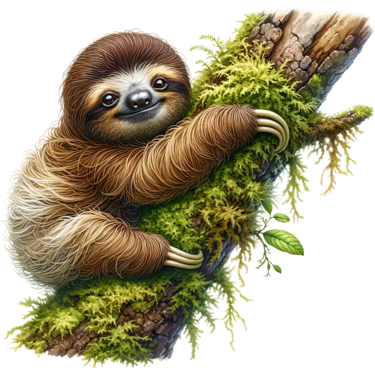 Sloth Brown Moss Tree Vinyl Sticker Decal