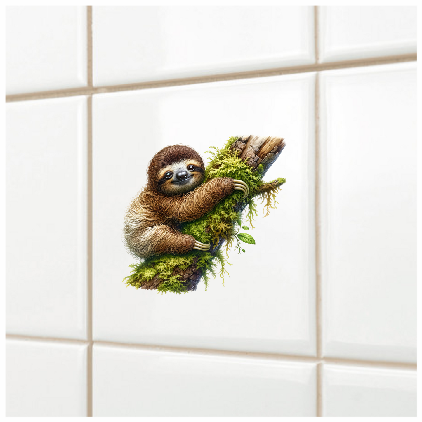 Sloth Brown Moss Tree Vinyl Sticker Decal