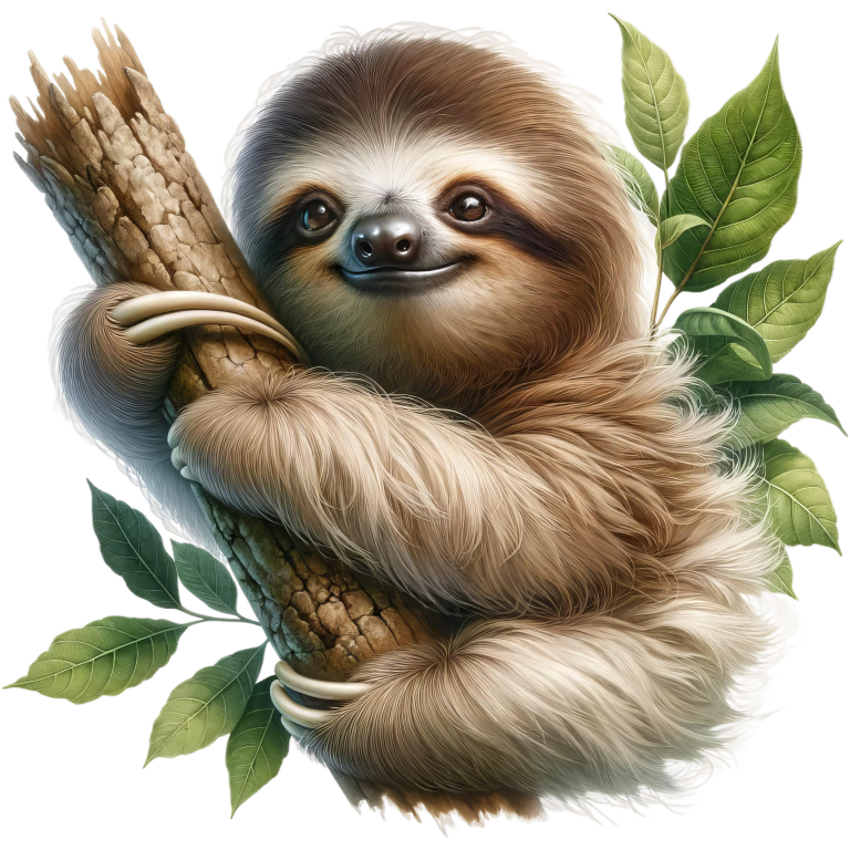 Sloth Brown Leaves Tree Branch Vinyl Sticker Decal