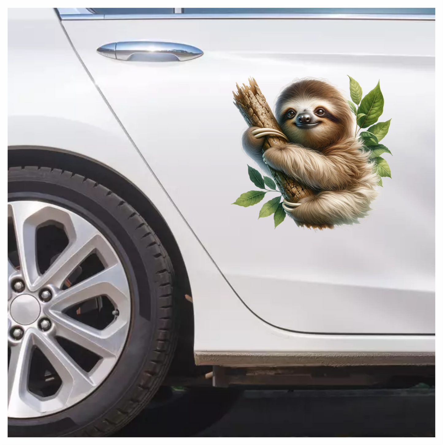 Sloth Brown Leaves Tree Branch Vinyl Sticker Decal