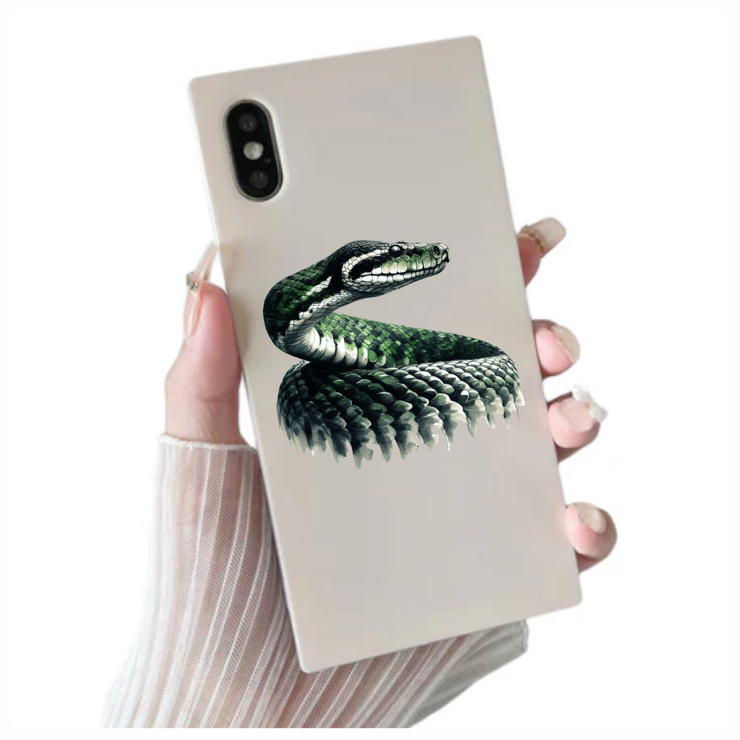 Green Snake Realistic Reptile Scales Glossy Vinyl Sticker Decal