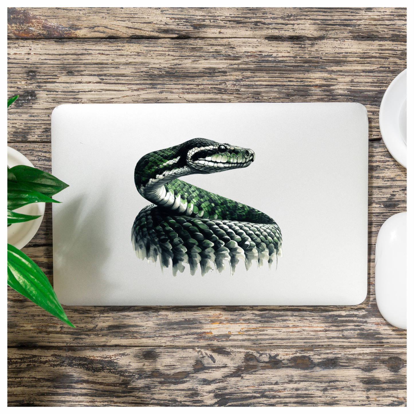 Green Snake Realistic Reptile Scales Glossy Vinyl Sticker Decal