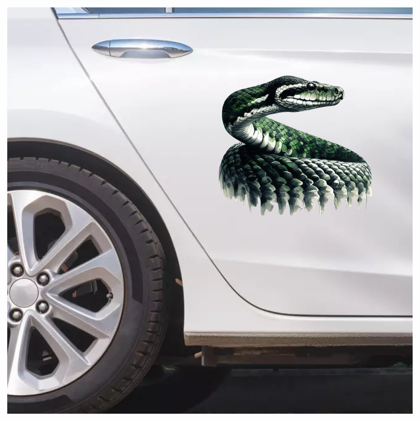 Green Snake Realistic Reptile Scales Glossy Vinyl Sticker Decal