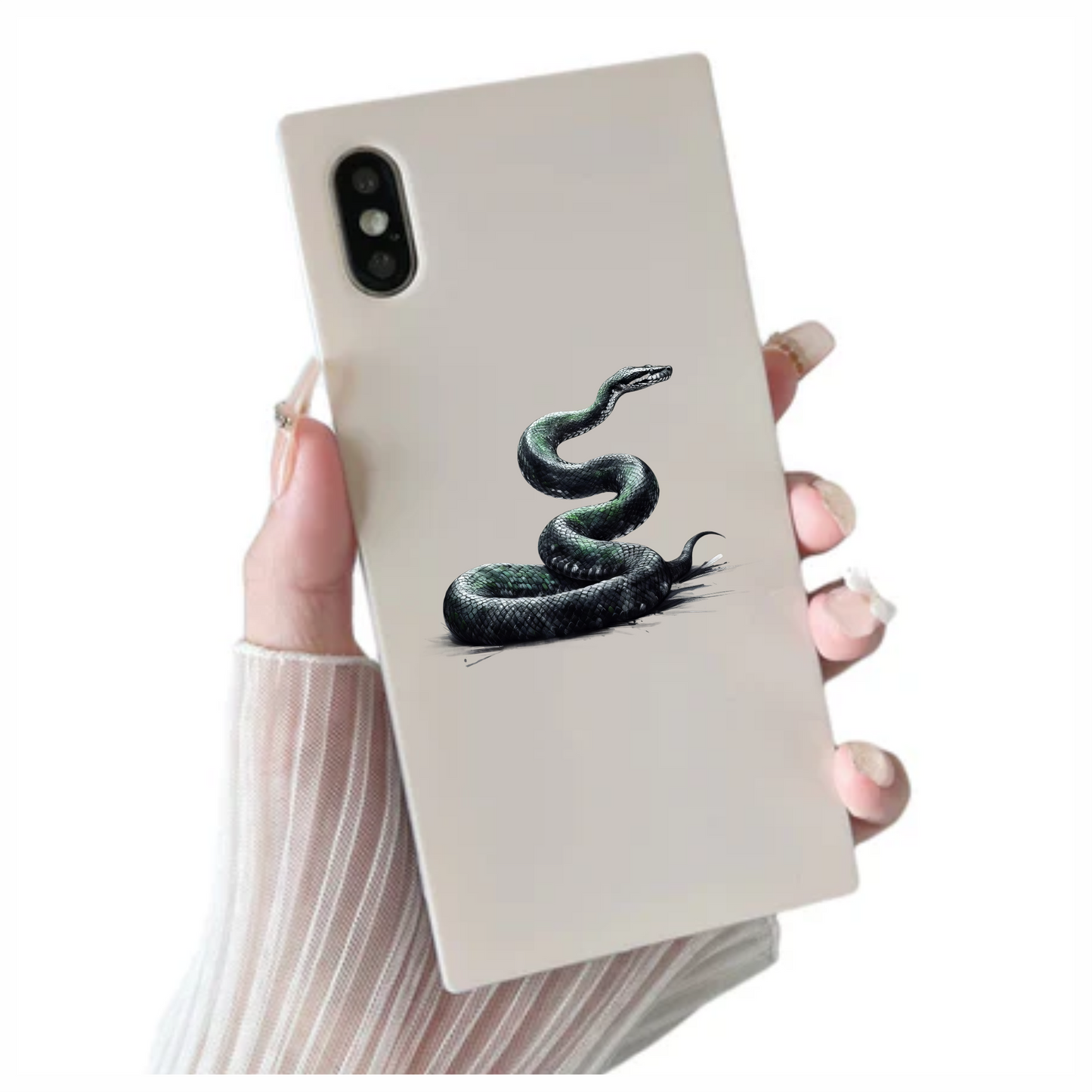 Green Snake Coiled Scales Realistic Vinyl Sticker Decal