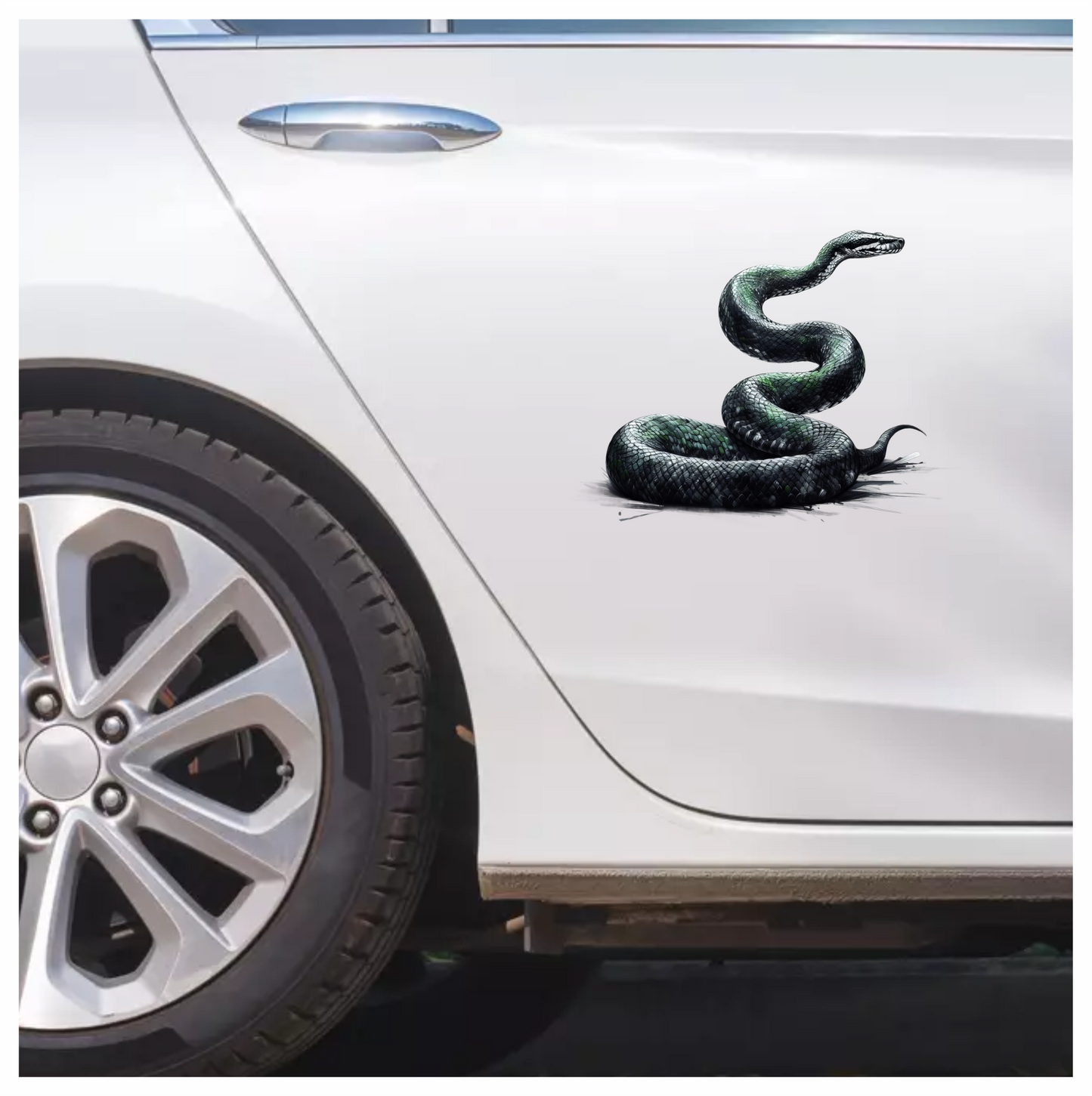 Green Snake Coiled Scales Realistic Vinyl Sticker Decal