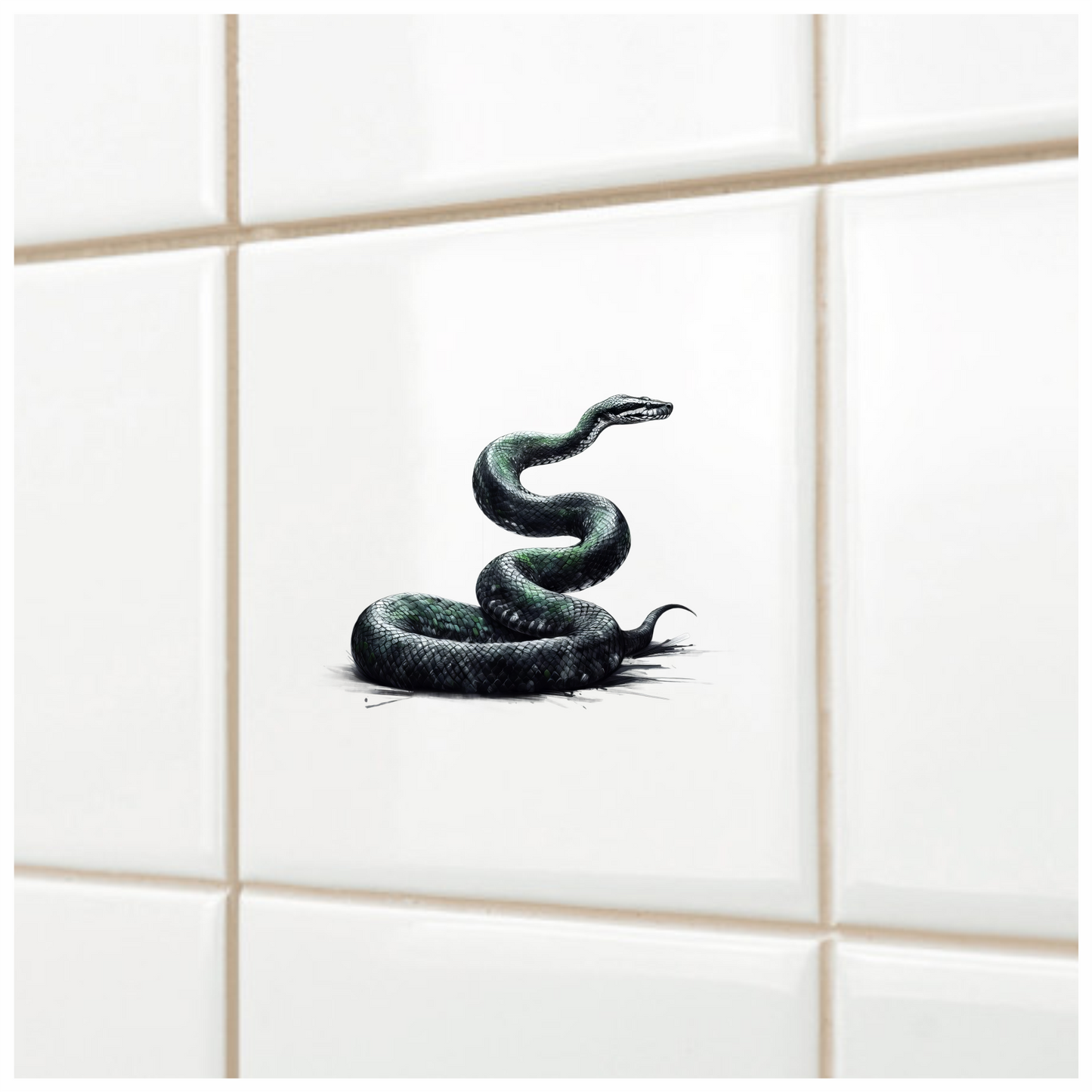 Green Snake Coiled Scales Realistic Vinyl Sticker Decal