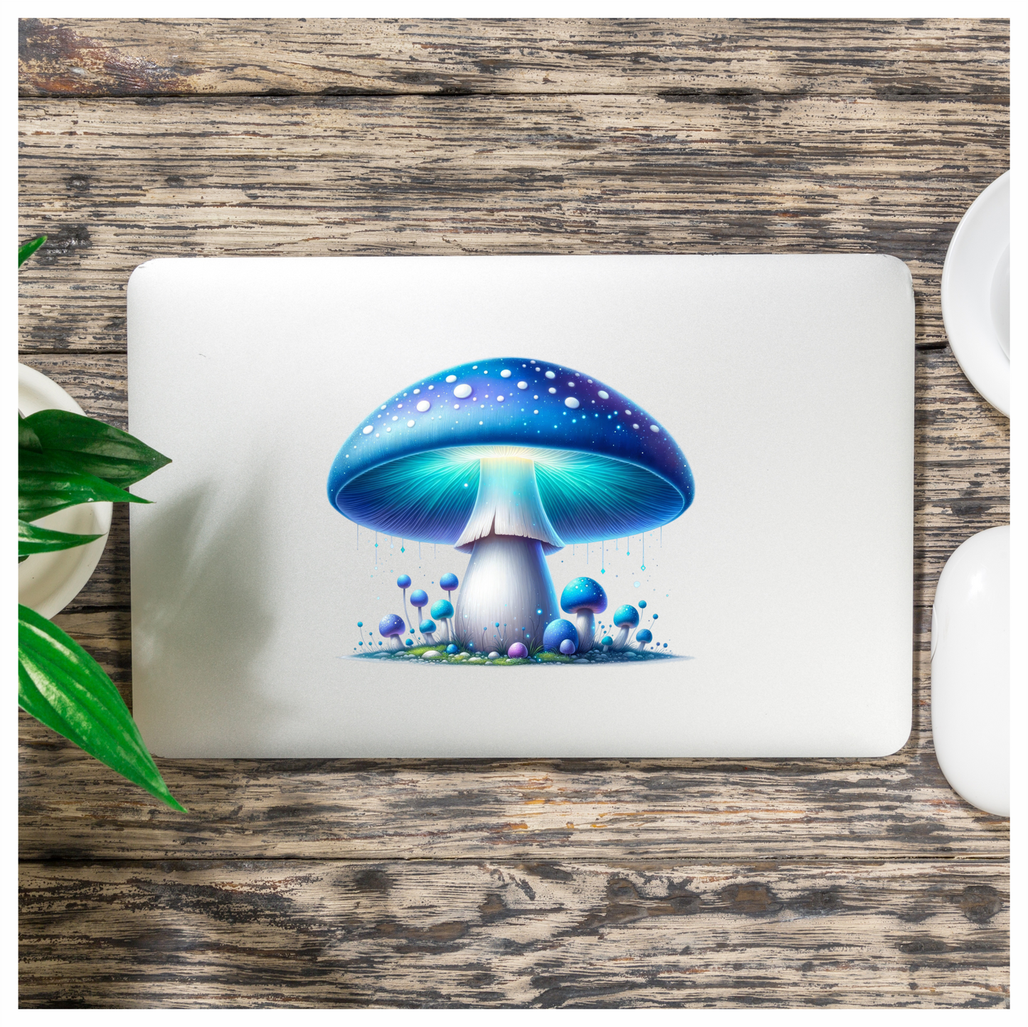 Mushroom Blue Glow Forest Vinyl Sticker Decal