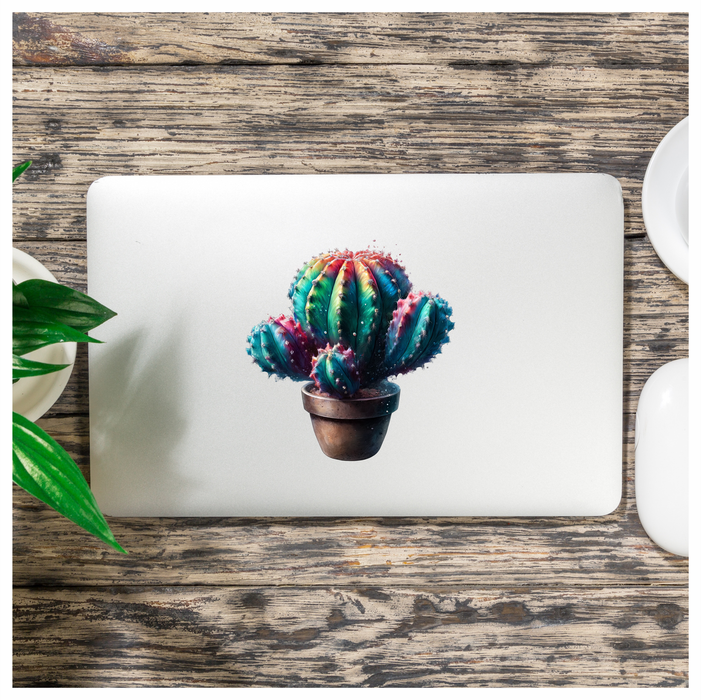 Cactus Colorful Pot Plant Vinyl Sticker Decal