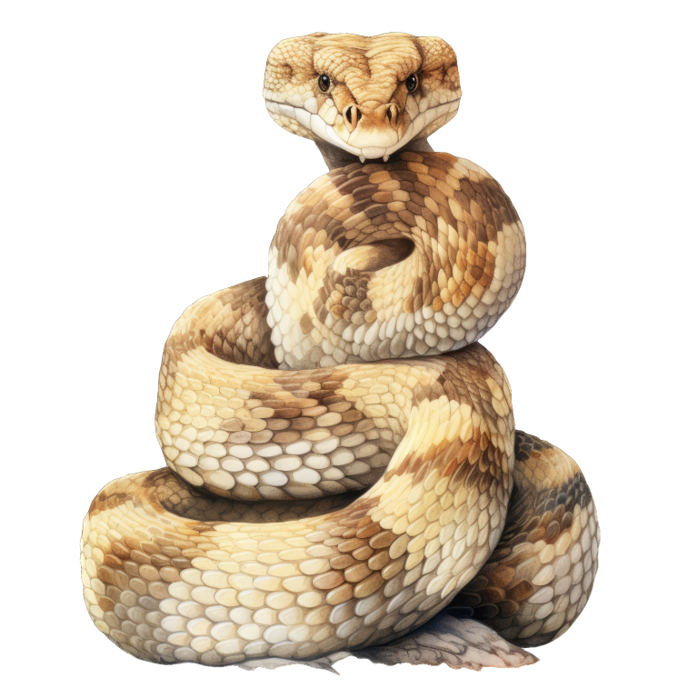 Brown Snake Coiled Rattlesnake Scaly Detailed Vinyl Sticker Decal
