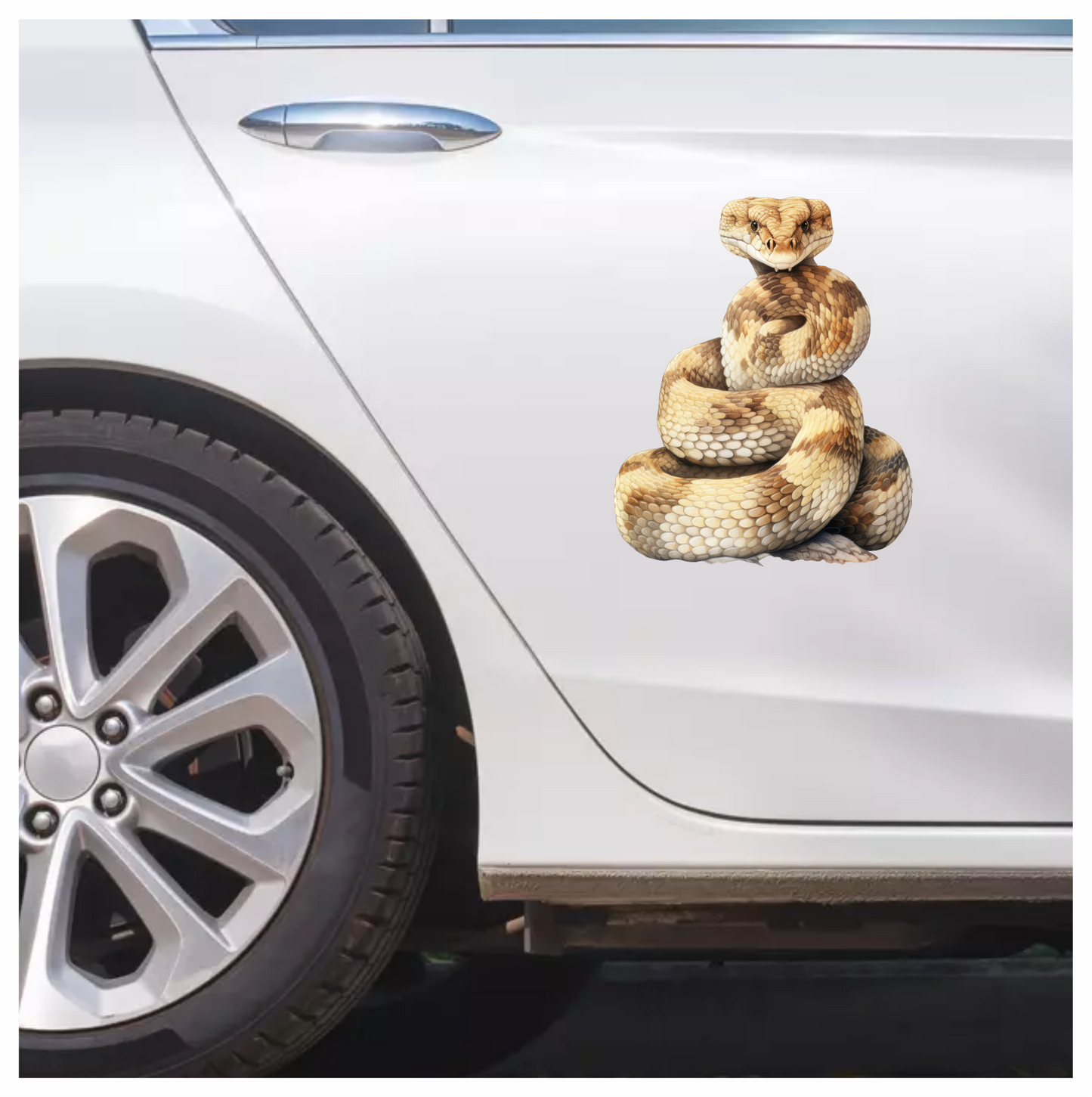 Brown Snake Coiled Rattlesnake Scaly Detailed Vinyl Sticker Decal