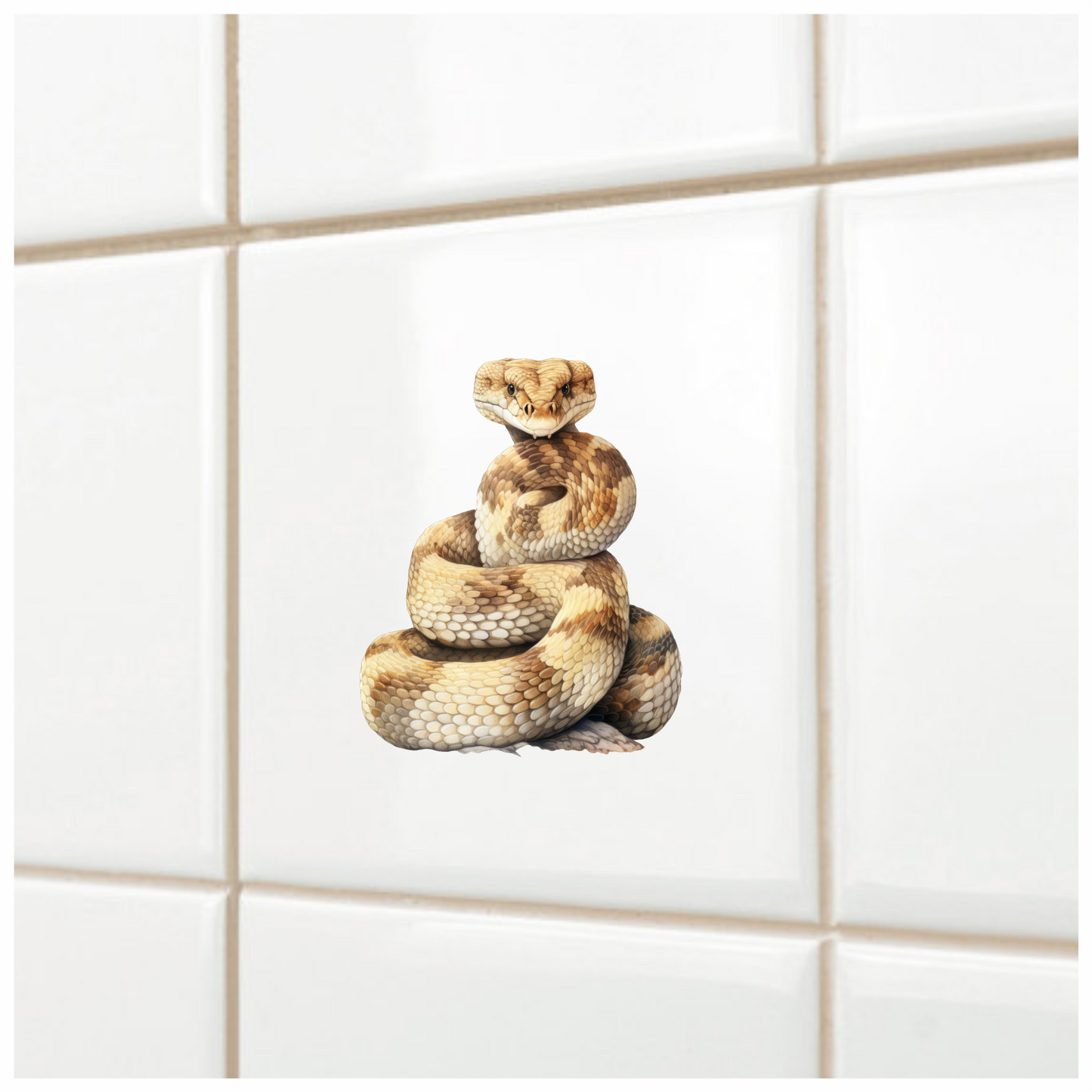 Brown Snake Coiled Rattlesnake Scaly Detailed Vinyl Sticker Decal