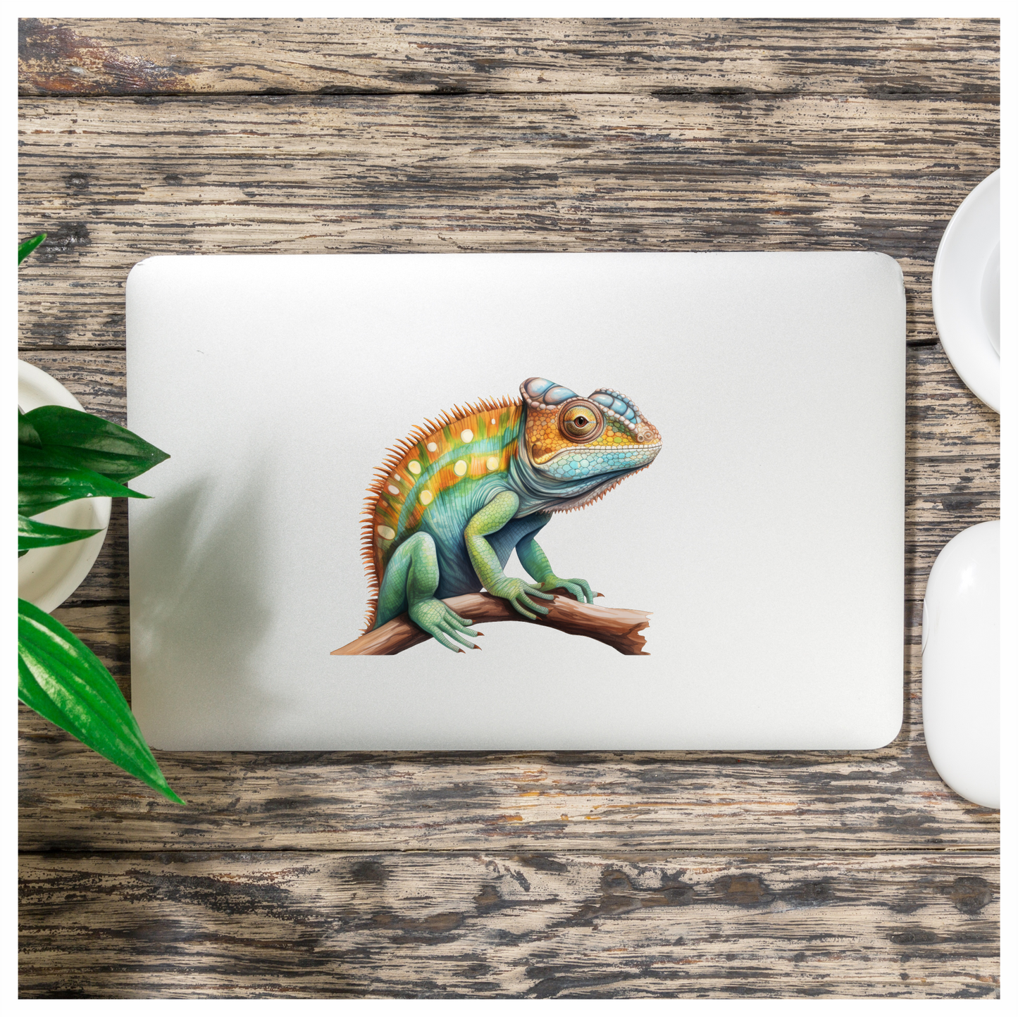 Chameleon Green Reptile Branch Vinyl Sticker Decal