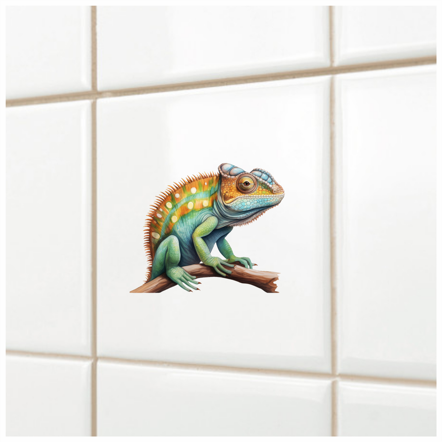 Chameleon Green Reptile Branch Vinyl Sticker Decal