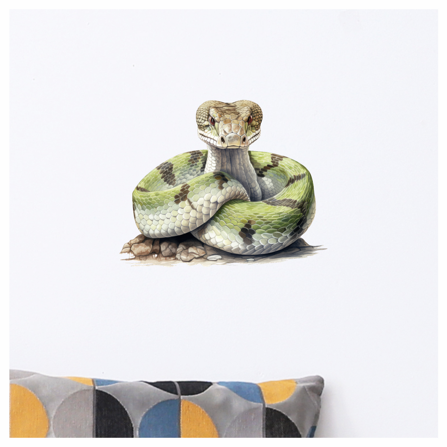 Green Snake Coiled Realistic Detailed Vinyl Sticker Decal