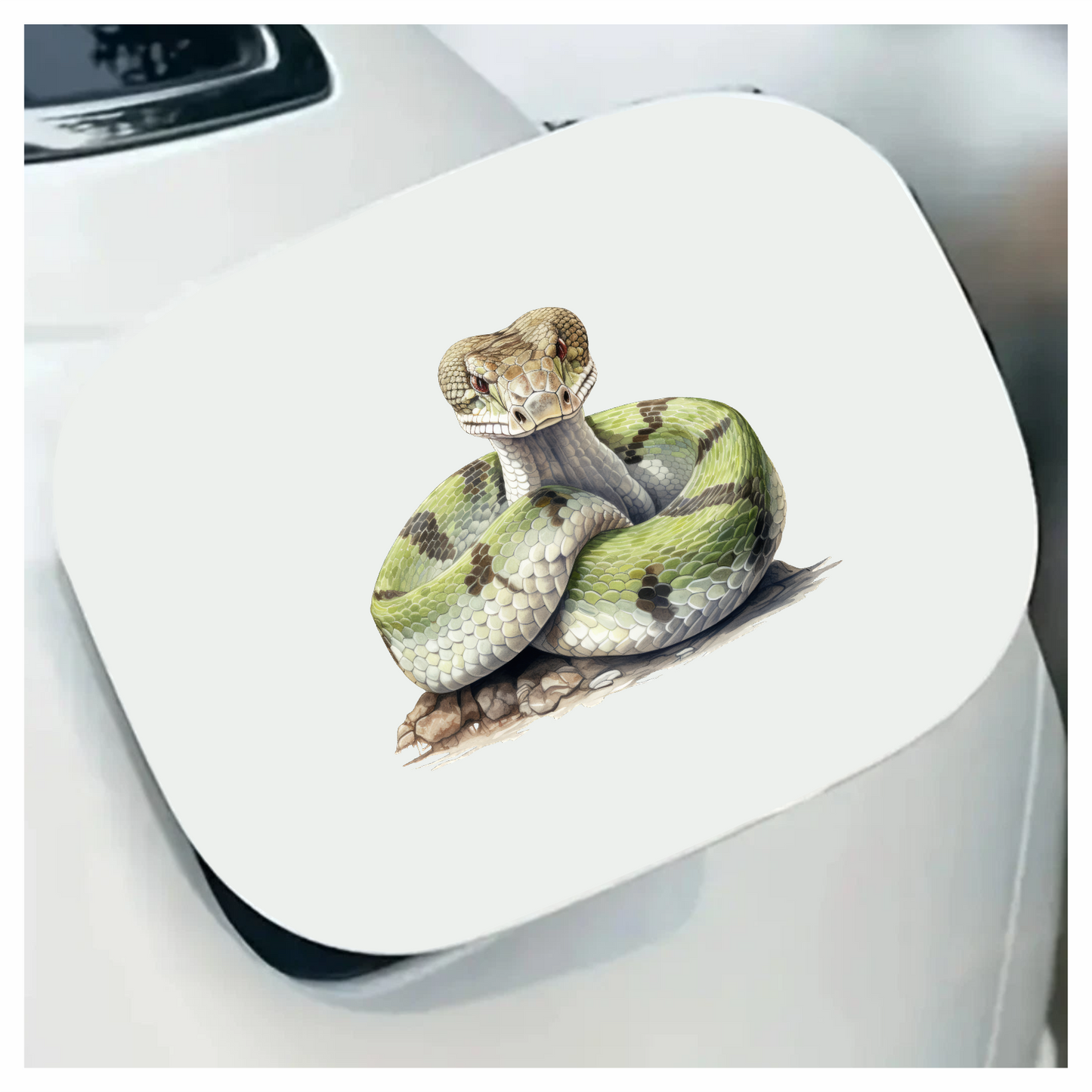 Green Snake Coiled Realistic Detailed Vinyl Sticker Decal