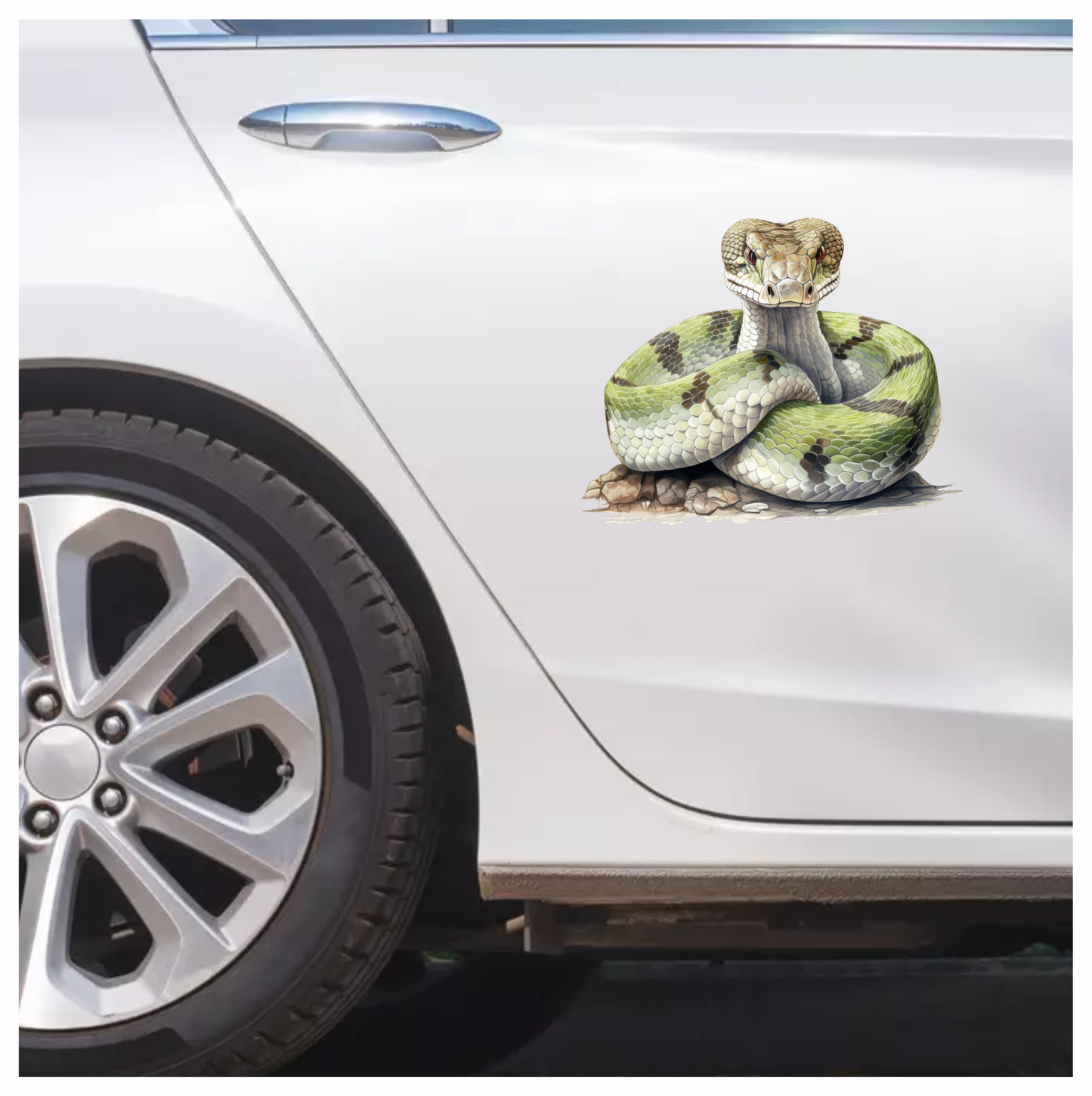 Green Snake Coiled Realistic Detailed Vinyl Sticker Decal