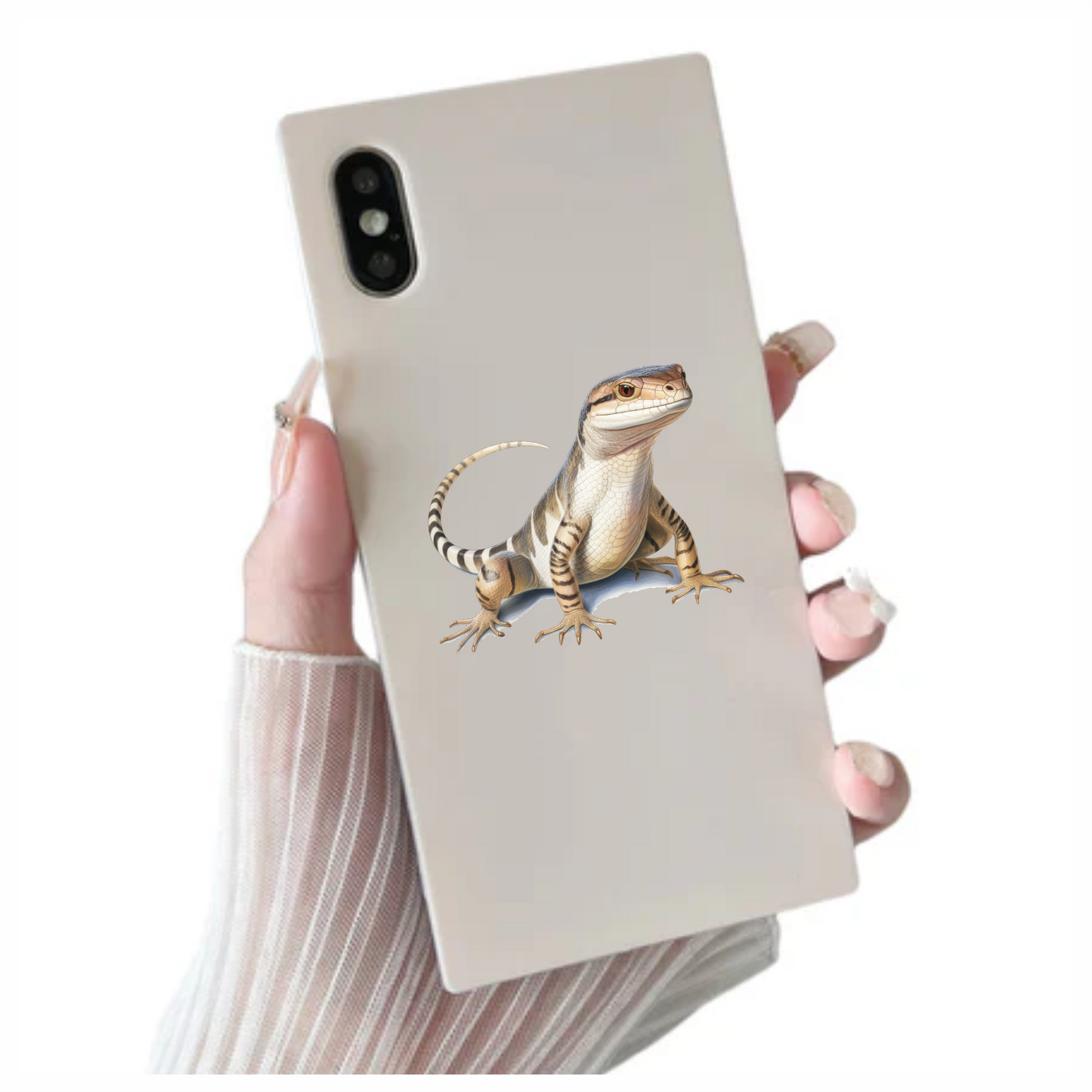 Lizard Tan Blue Stripes Reptile Skink Vinyl Sticker Decal
