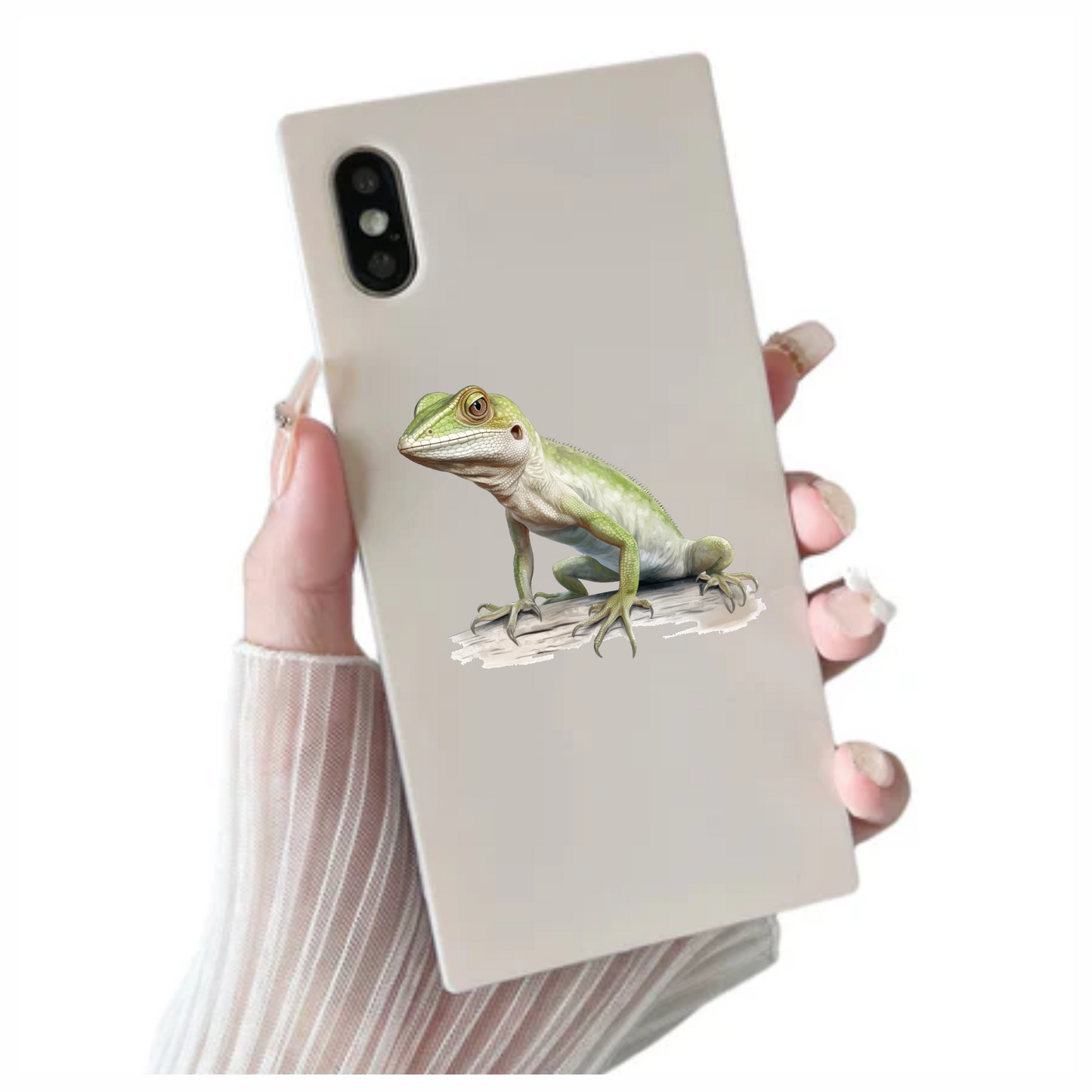 Green Lizard Reptile Branch Vinyl Sticker Decal