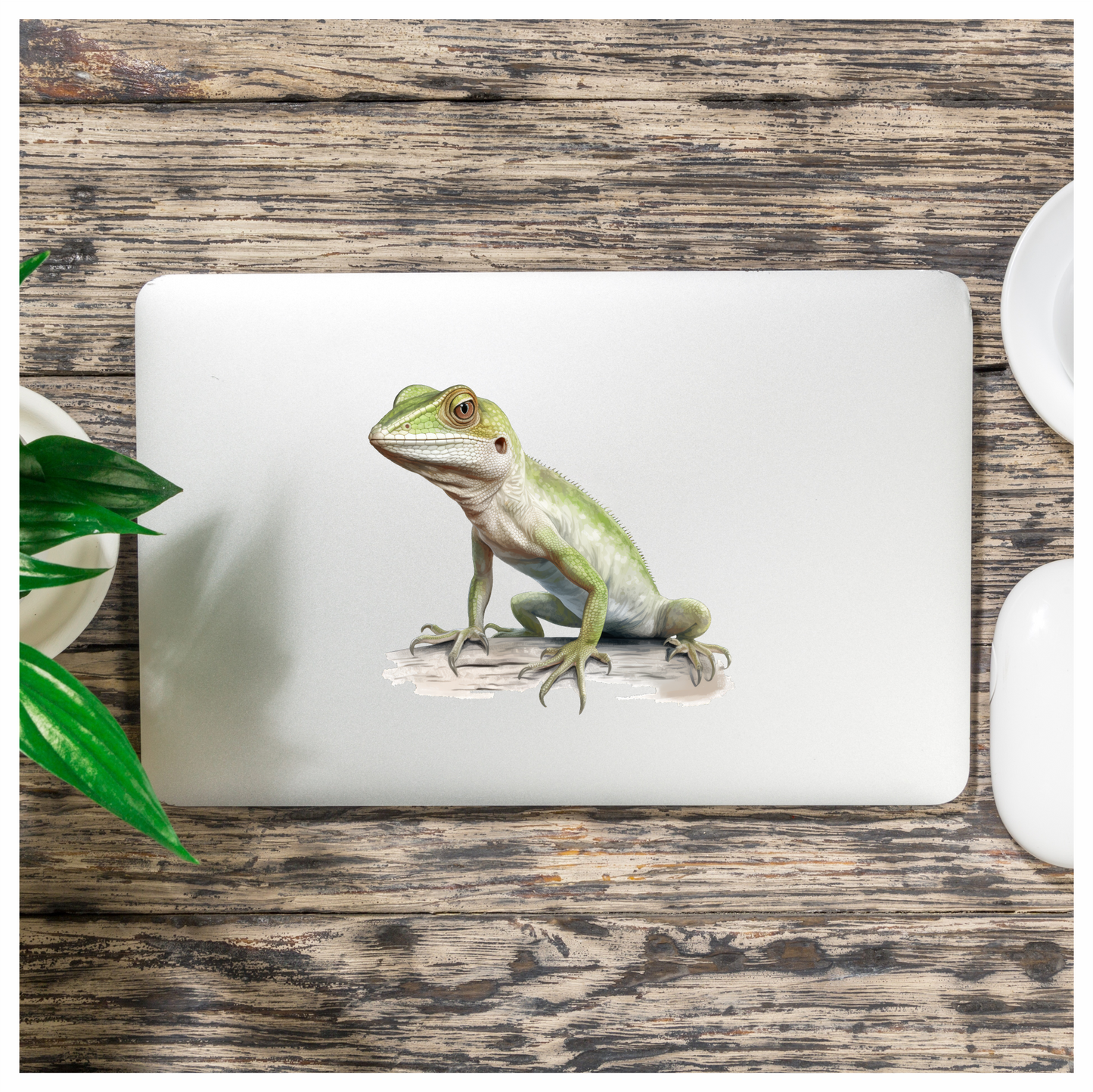 Green Lizard Reptile Branch Vinyl Sticker Decal