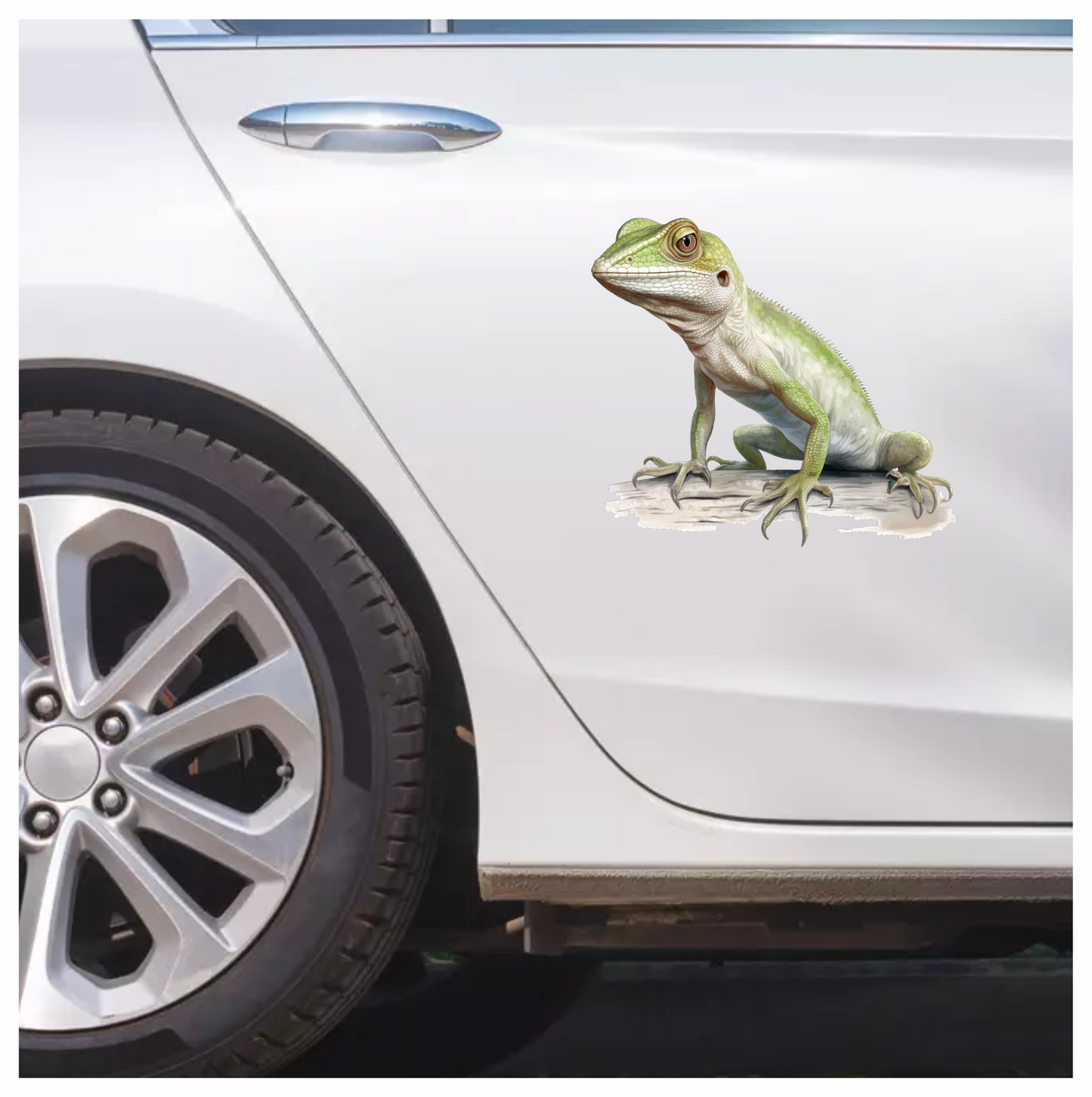 Green Lizard Reptile Branch Vinyl Sticker Decal