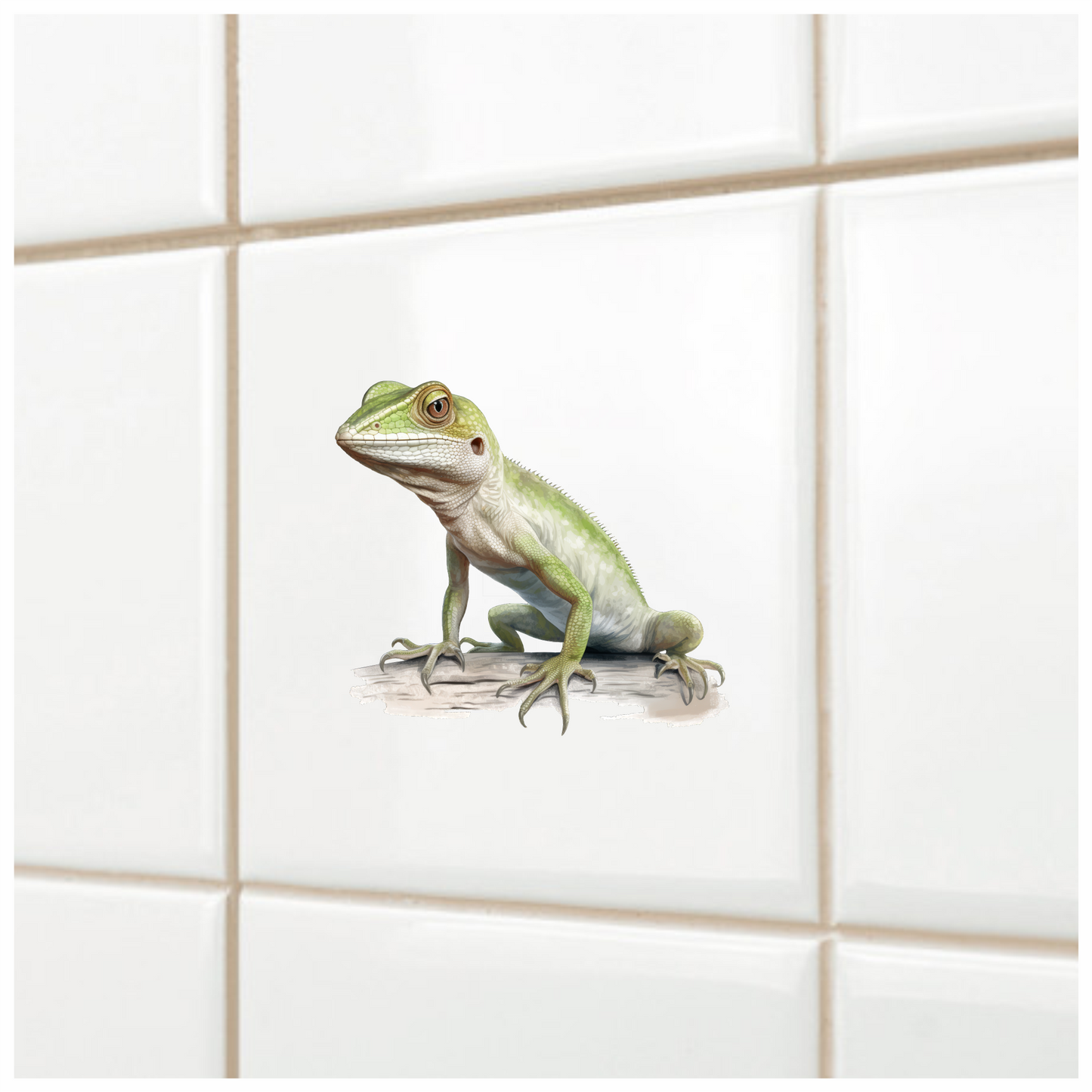 Green Lizard Reptile Branch Vinyl Sticker Decal