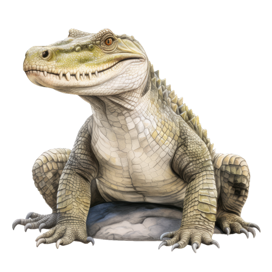 Crocodile Green Scales Sitting Rock Vinyl Sticker Decal