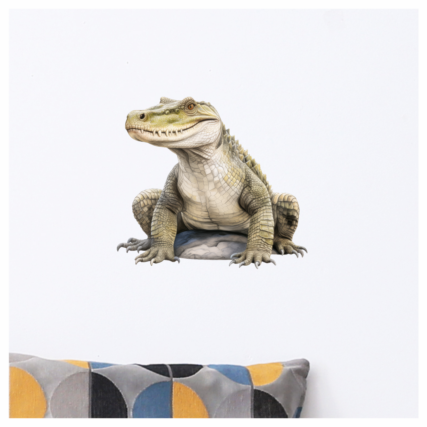 Crocodile Green Scales Sitting Rock Vinyl Sticker Decal