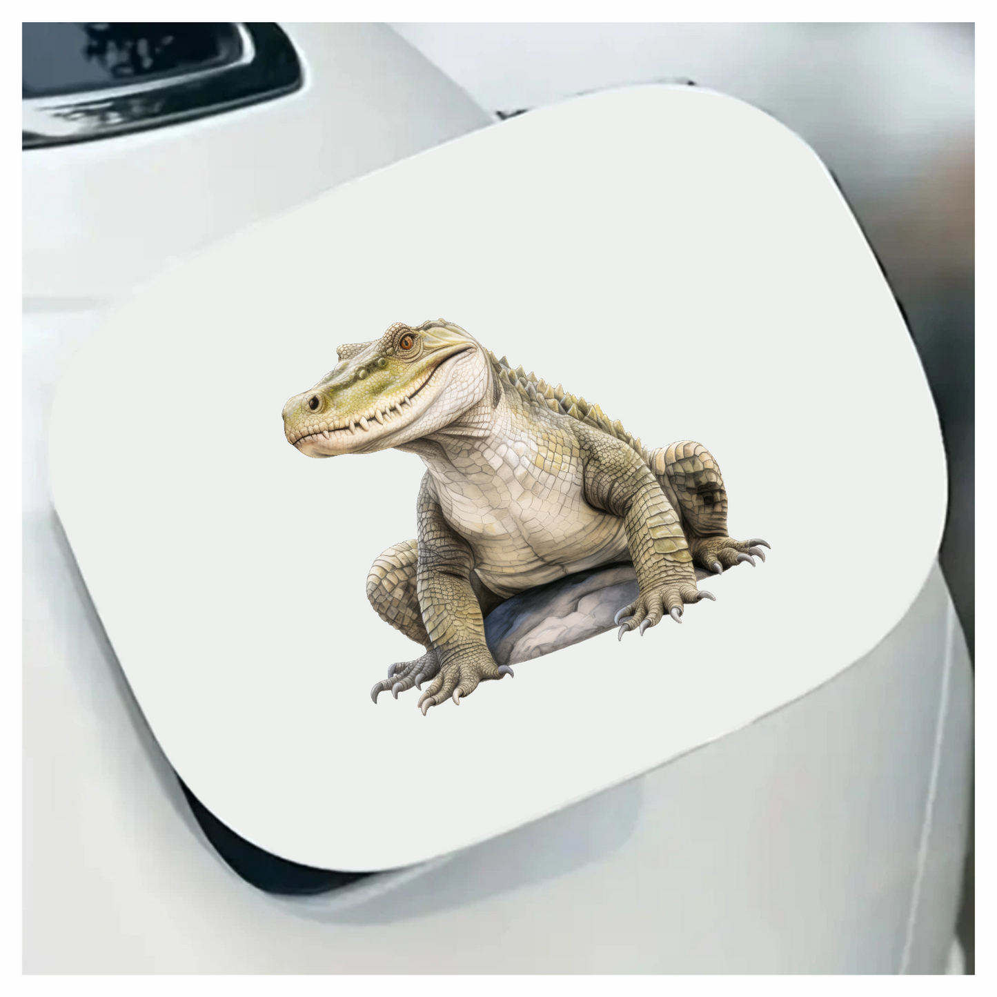 Crocodile Green Scales Sitting Rock Vinyl Sticker Decal