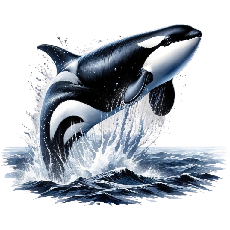 Orca Black White Water Splash Jumping Vinyl Sticker Decal