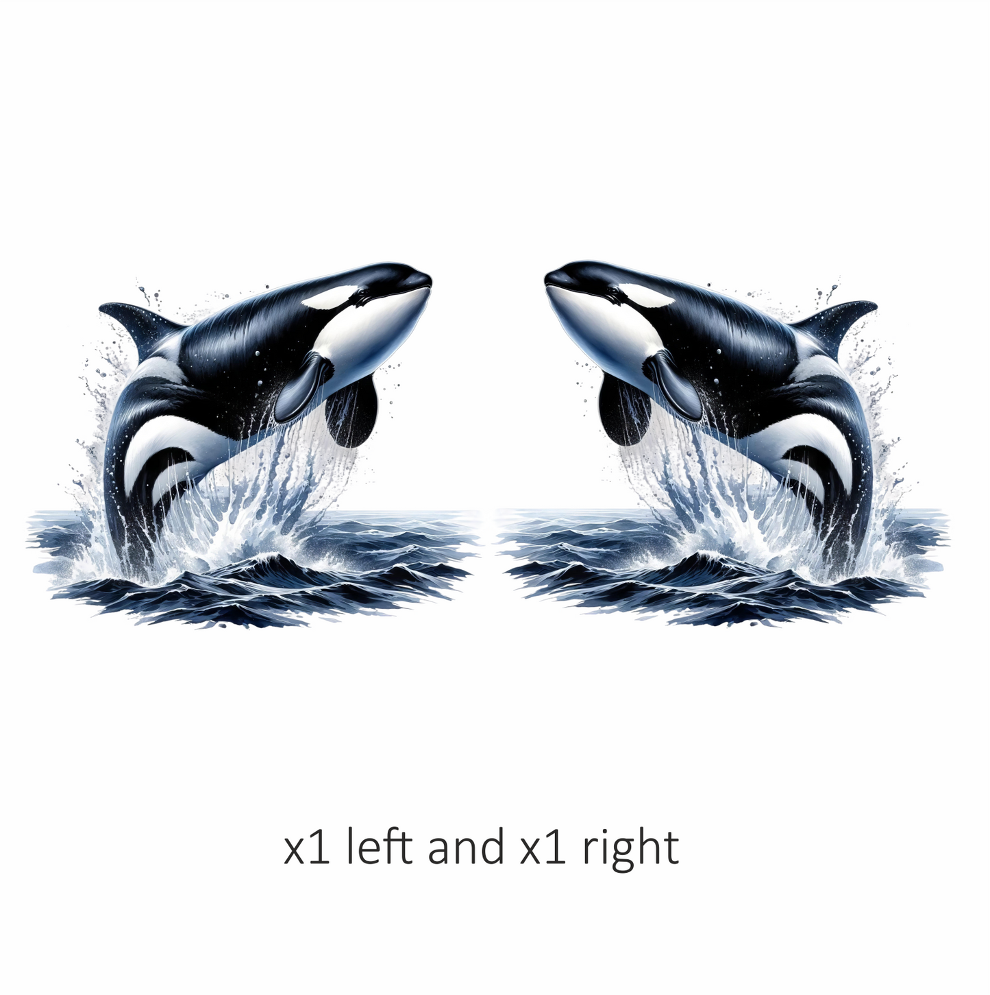 Orca Black White Water Splash Jumping Vinyl Sticker Decal
